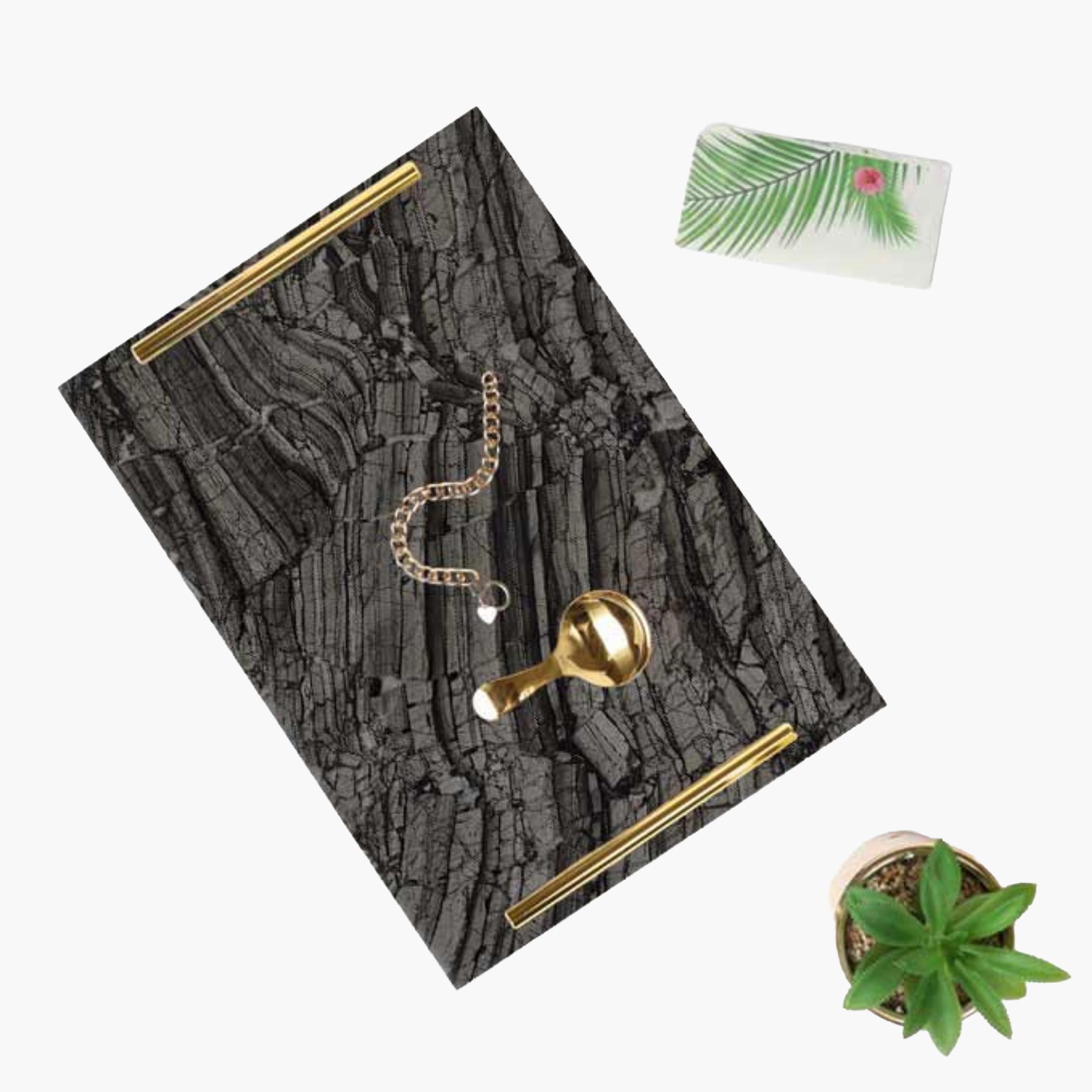 Decorative Acrylic Serving Tray with Gold Metal Handles and Marble Design 20×30 cm-household-dining-serveware-servingtrays-image-4