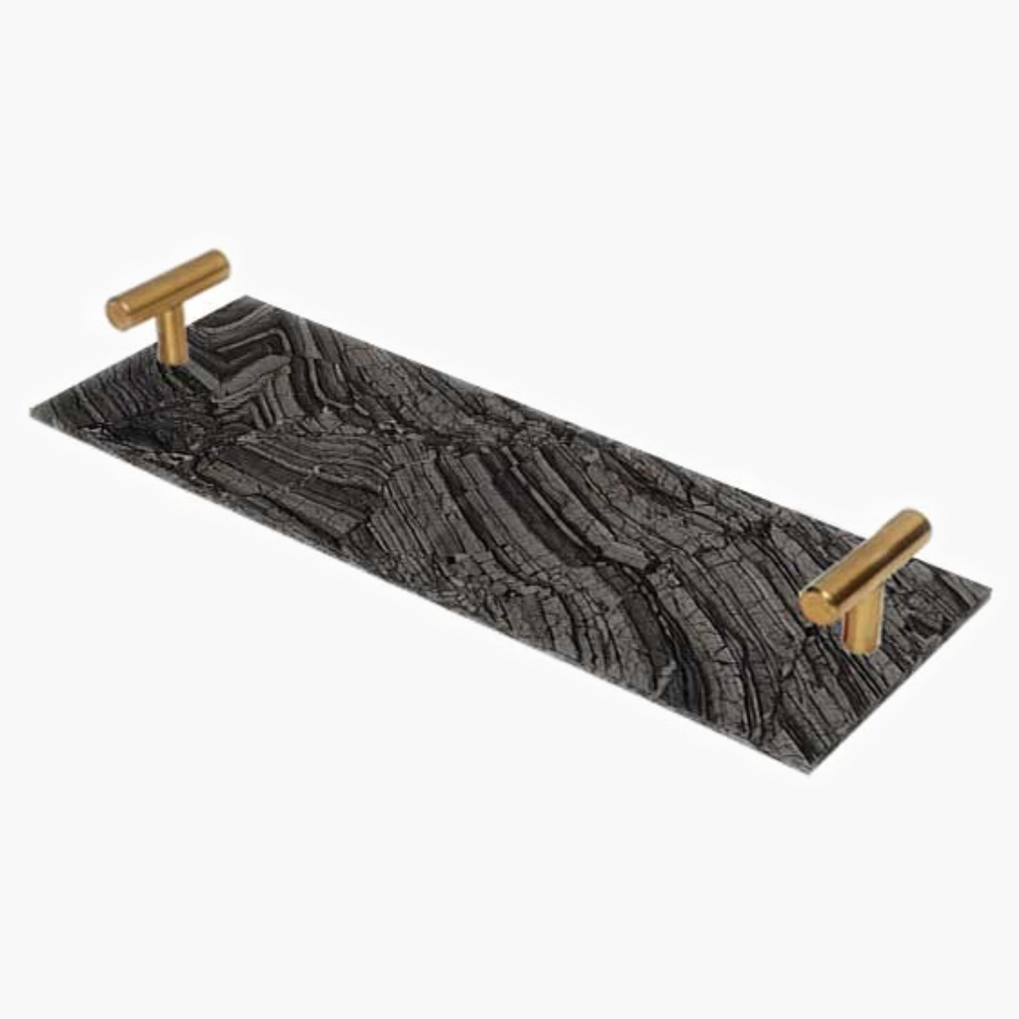 Decorative Acrylic Serving Tray with Gold Metal Handles and Marble Design 10×30 cm-household-dining-serveware-servingtrays-image-4