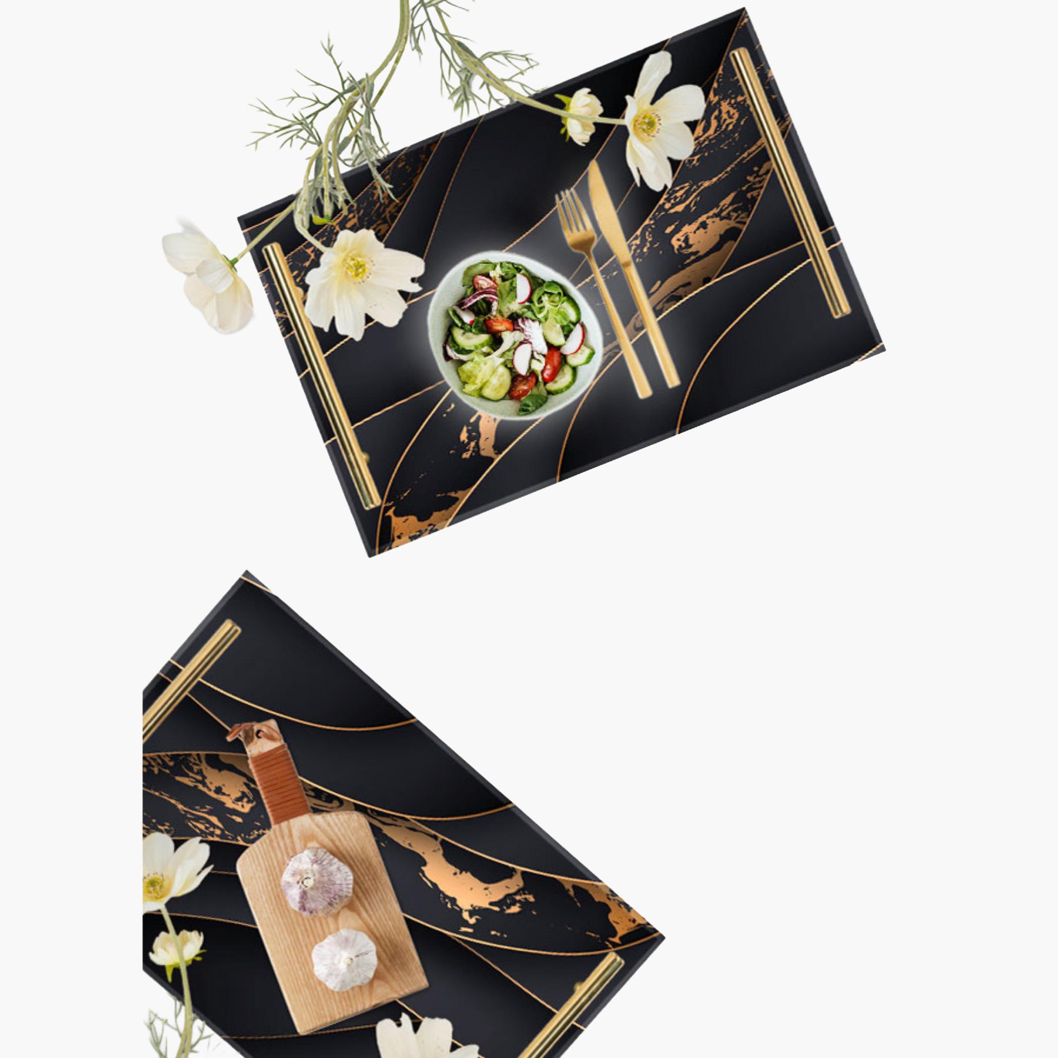 Decorative Acrylic Serving Tray with Gold Metal Handles and Marble Design 24×34 cm-household-dining-serveware-servingtrays-image-4