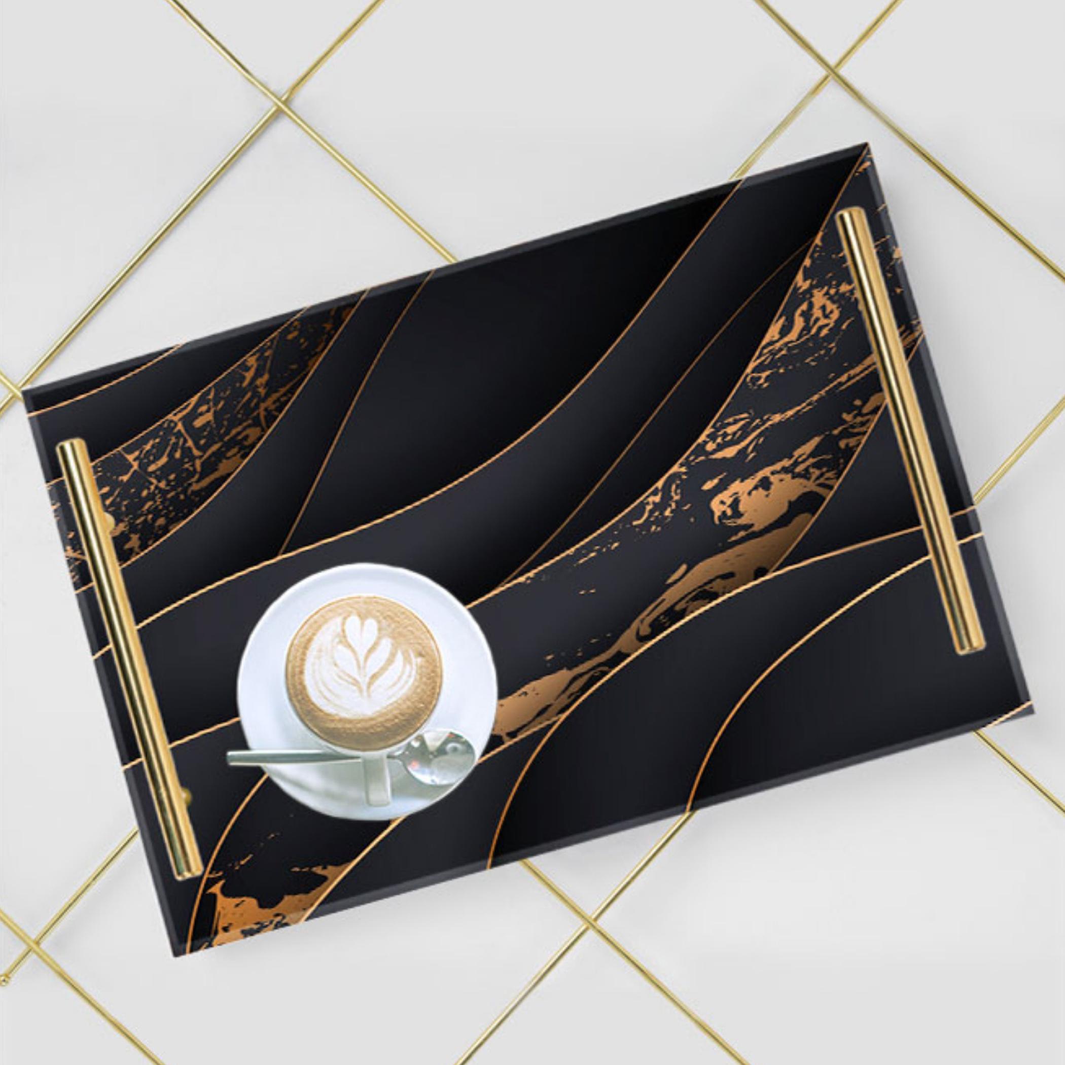 Decorative Acrylic Serving Tray with Gold Metal Handles and Marble Design 24×34 cm-household-dining-serveware-servingtrays-image-6