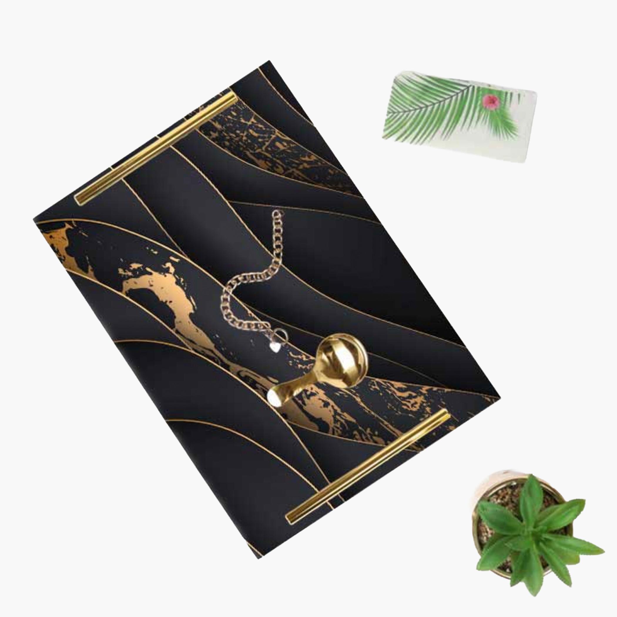Decorative Acrylic Serving Tray with Gold Metal Handles and Marble Design 20×30 cm-household-dining-serveware-servingtrays-image-2