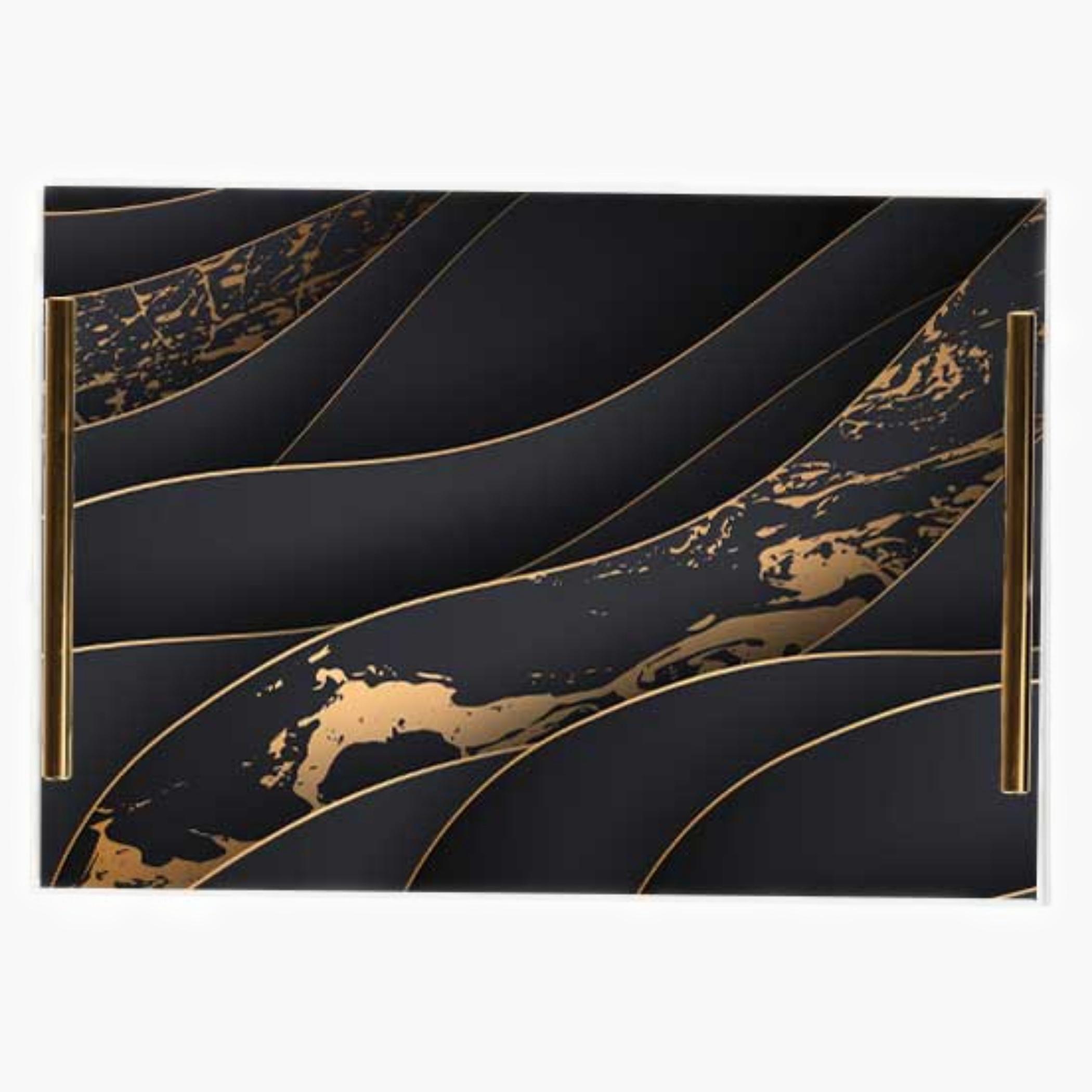 Decorative Acrylic Serving Tray with Gold Metal Handles and Marble Design 20×30 cm-household-dining-serveware-servingtrays-image-4