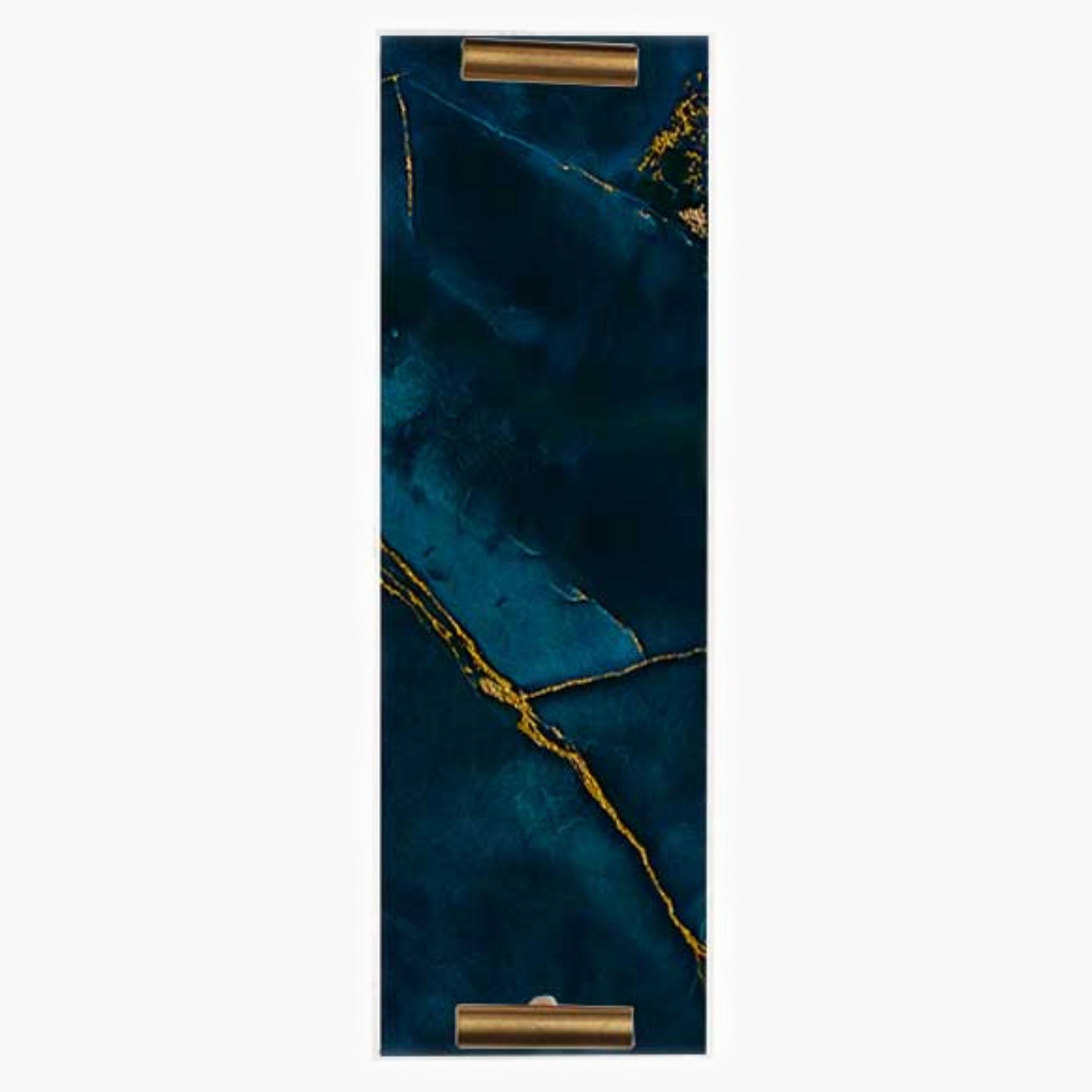 Decorative Acrylic Serving Tray with Gold Metal Handles and Marble Design 10×30 cm-household-dining-serveware-servingtrays-image-3