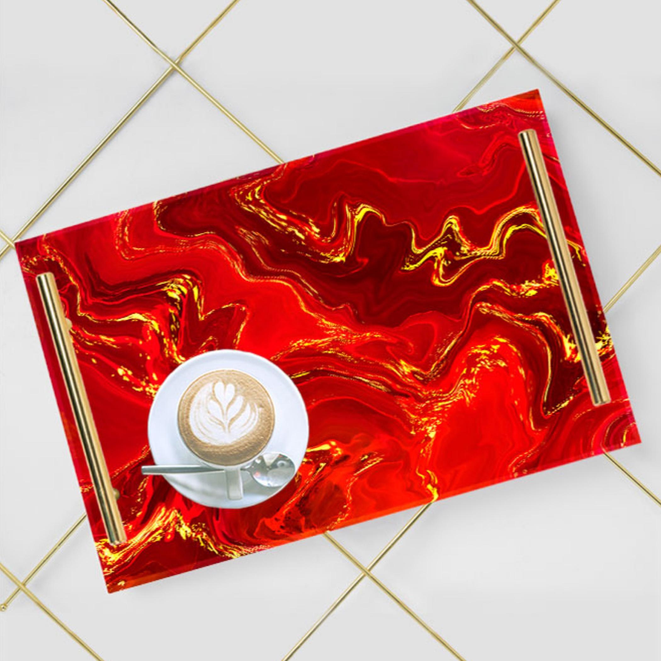 Decorative Acrylic Serving Tray with Gold Metal Handles and Marble Design 20×30 cm-household-dining-serveware-servingtrays-image-3