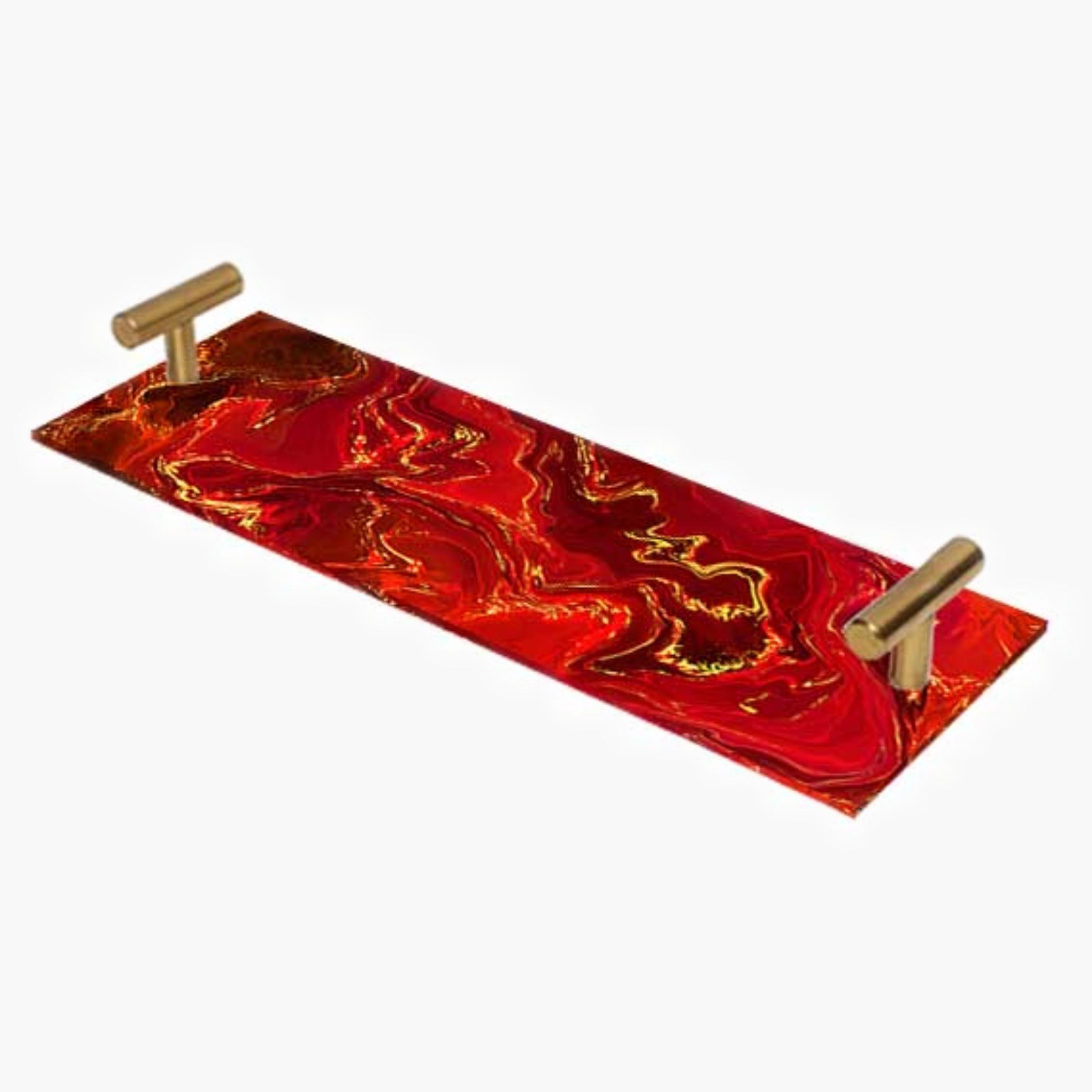 Decorative Acrylic Serving Tray with Gold Metal Handles and Marble Design 10×30 cm-household-dining-serveware-servingtrays-image-3