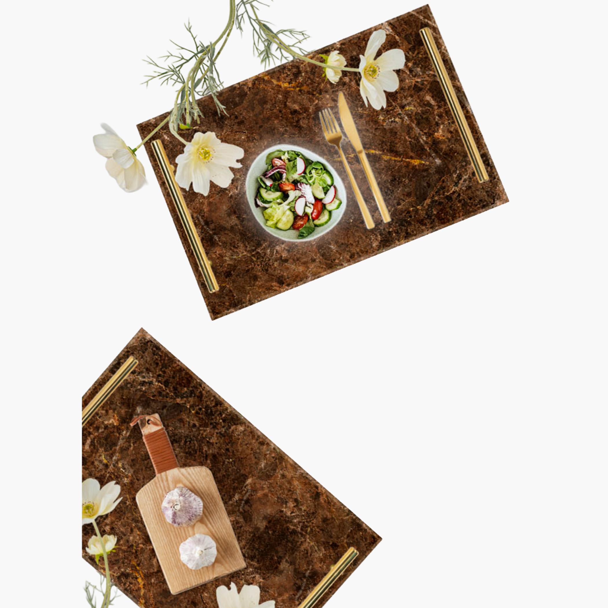 Decorative Acrylic Serving Tray with Gold Metal Handles and Marble Design 24×34 cm-household-dining-serveware-servingtrays-image-5