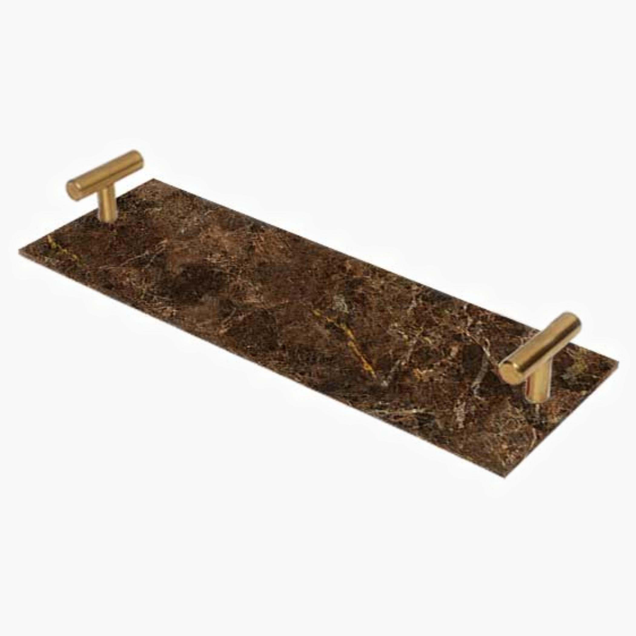 Decorative Acrylic Serving Tray with Gold Metal Handles and Marble Design 10×30 cm-household-dining-serveware-servingtrays-image-4