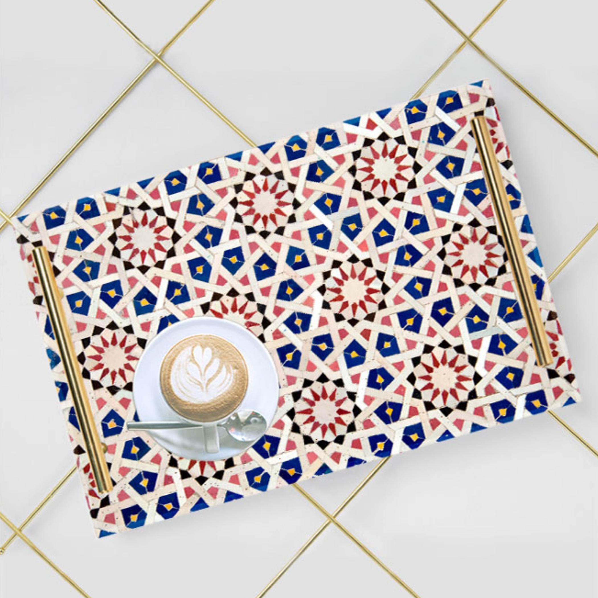 Decorative Acrylic Serving Tray with Gold Metal Handles and Marble Design 20×30 cm-household-dining-serveware-servingtrays-image-2