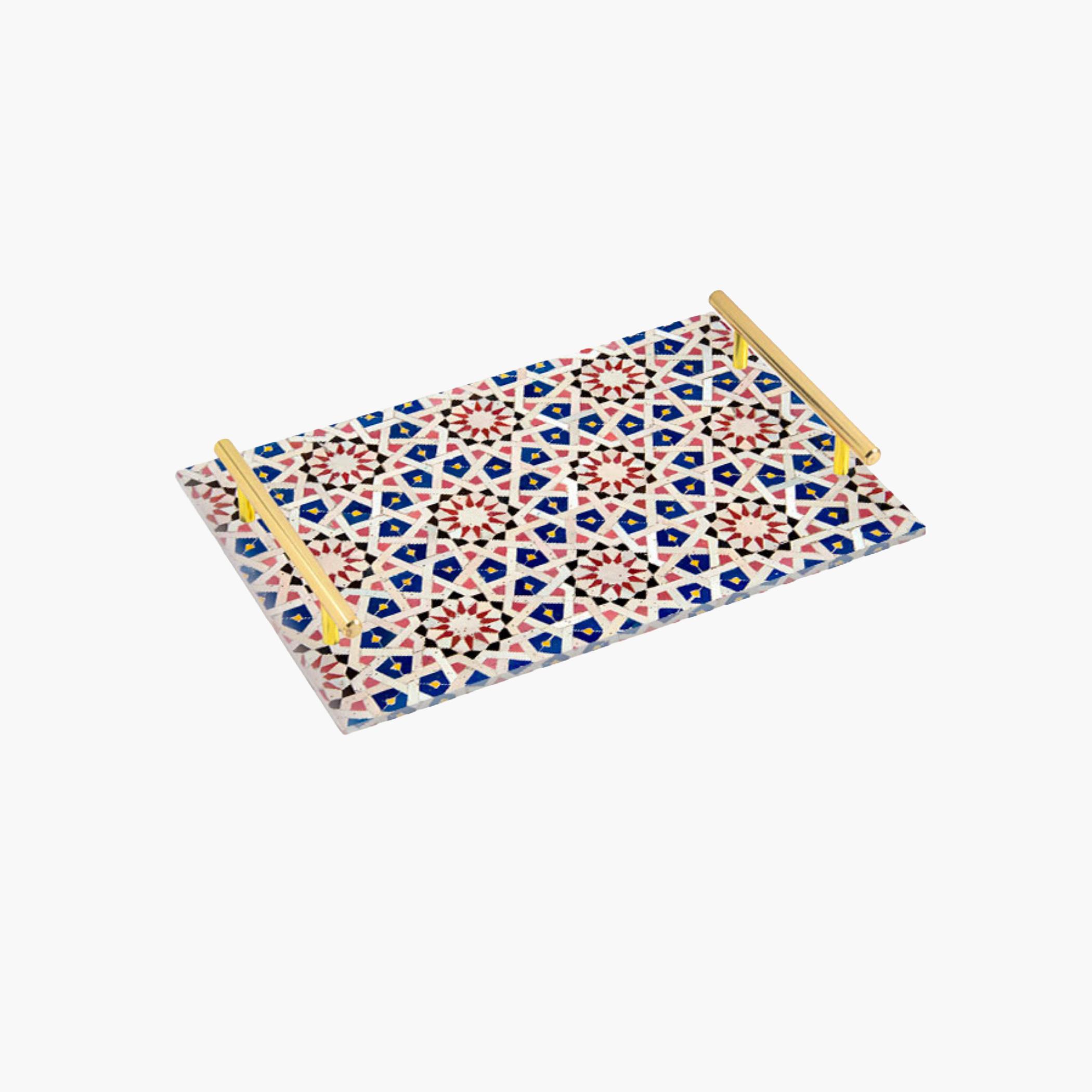 Decorative Acrylic Serving Tray with Gold Metal Handles and Marble Design 20×30 cm-household-dining-serveware-servingtrays-image-4