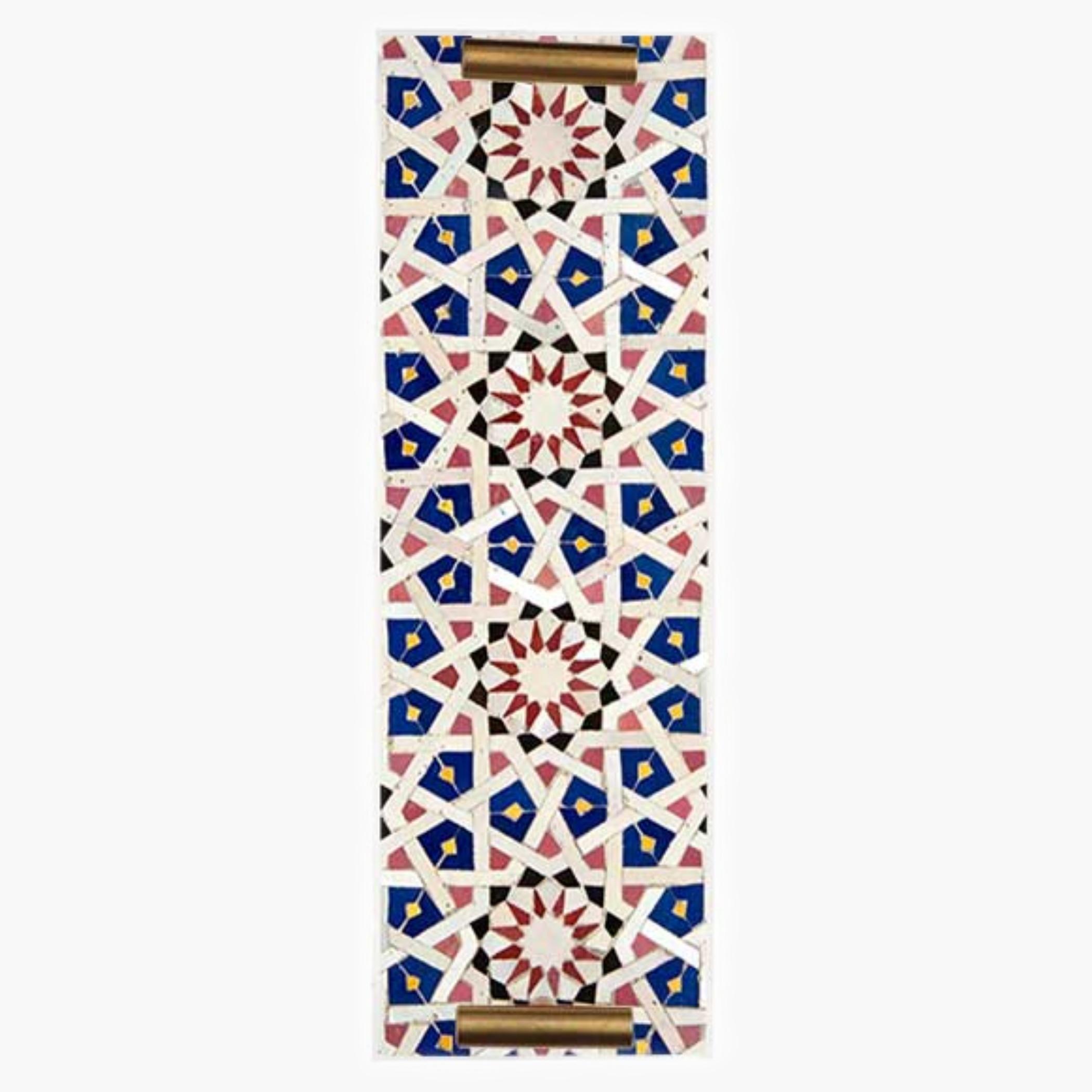 Decorative Acrylic Serving Tray with Gold Metal Handles and Marble Design 10×30 cm-household-dining-serveware-servingtrays-image-2