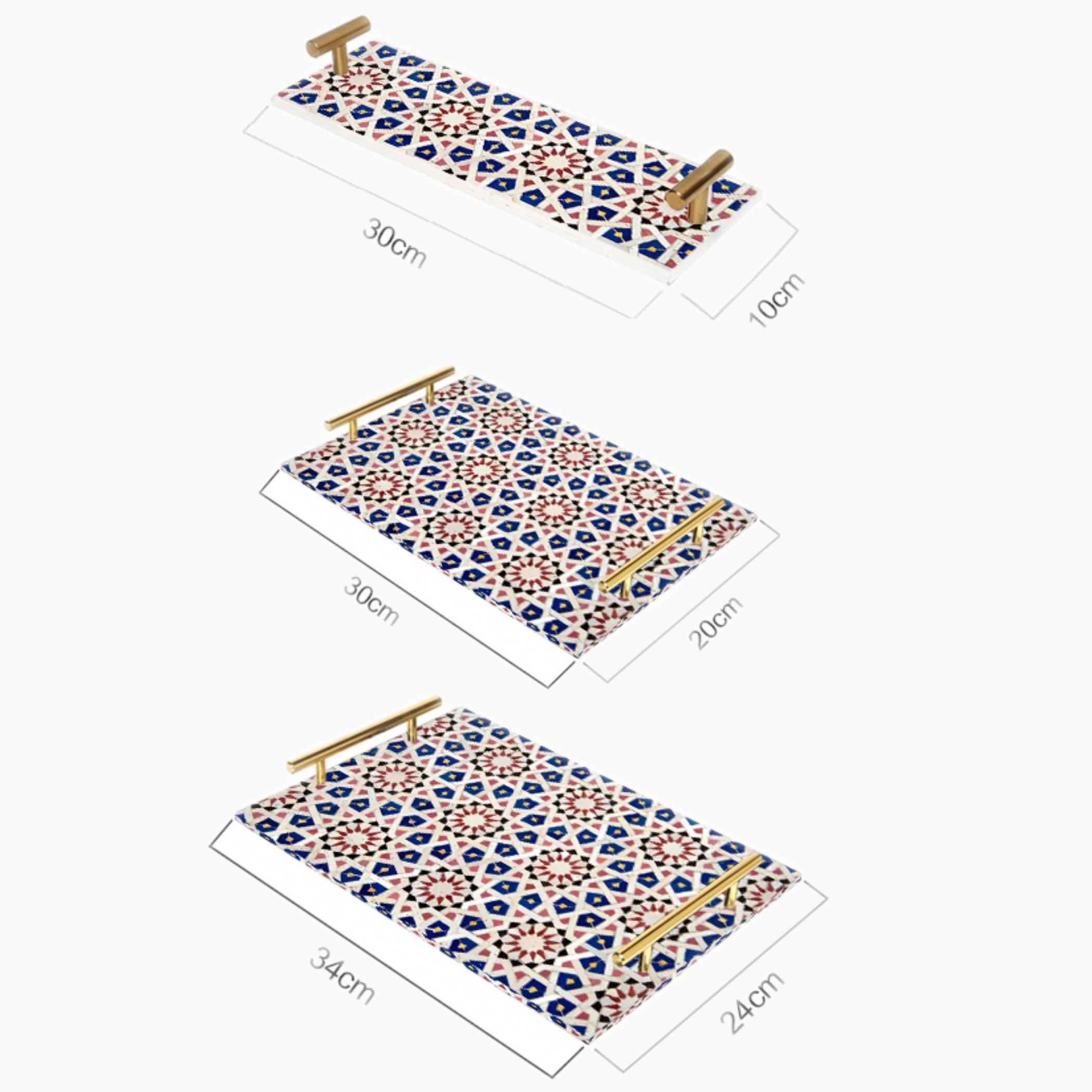 Decorative Acrylic Serving Tray with Gold Metal Handles and Marble Design 10×30 cm-household-dining-serveware-servingtrays-image-5