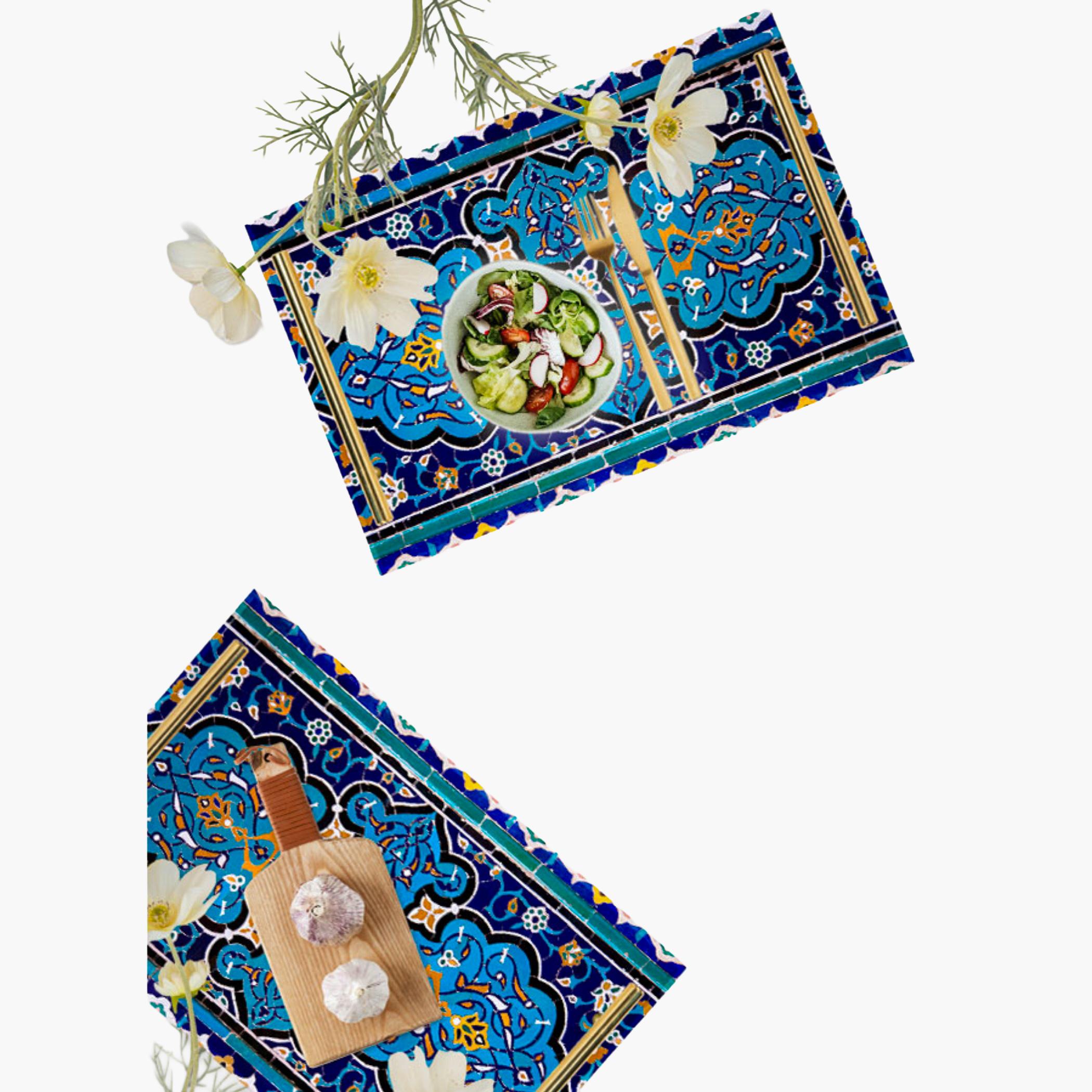 Decorative Acrylic Serving Tray with Gold Metal Handles and Marble Design 24×34 cm-household-dining-serveware-servingtrays-image-6