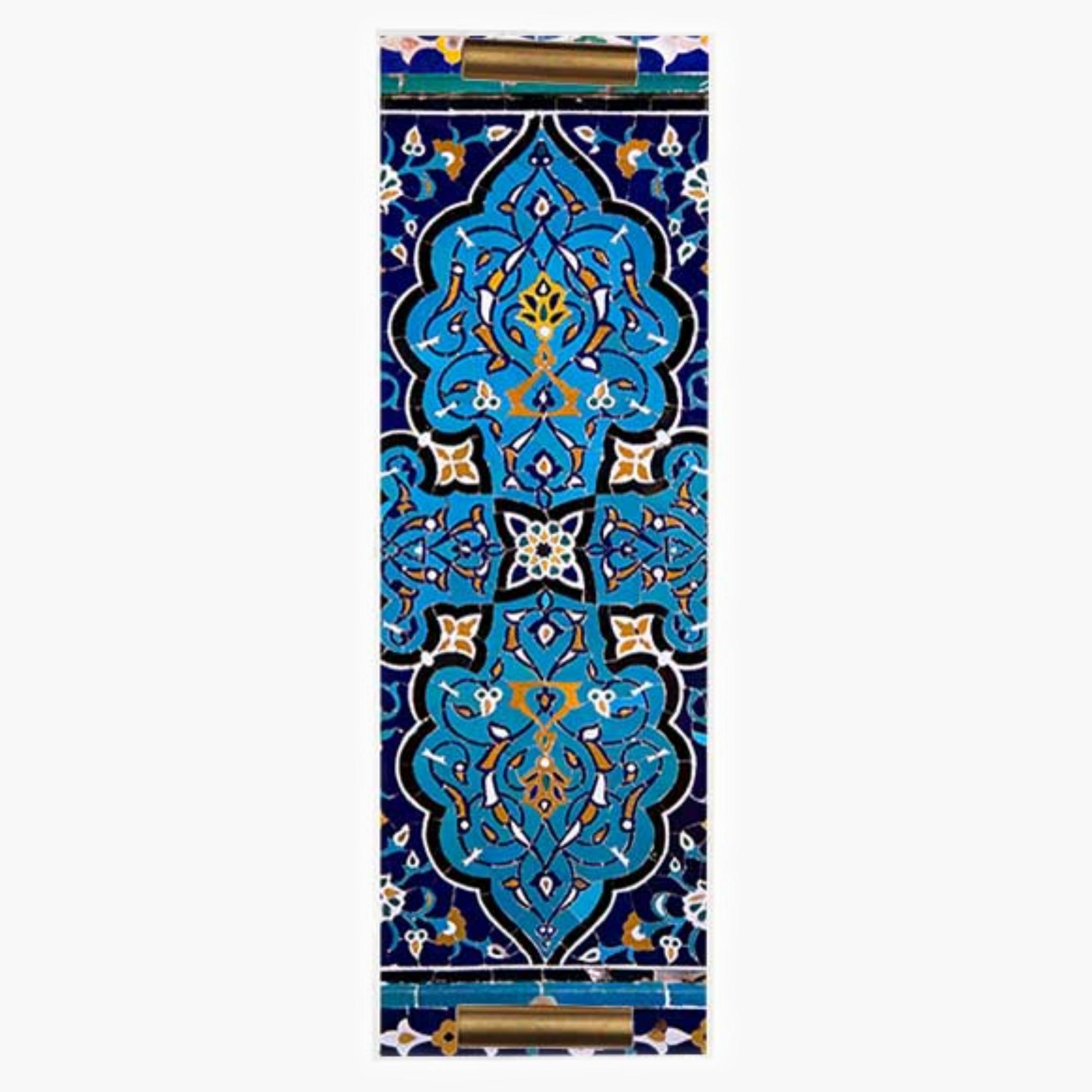 Decorative Acrylic Serving Tray with Gold Metal Handles and Marble Design 10×30 cm-household-dining-serveware-servingtrays-image-1