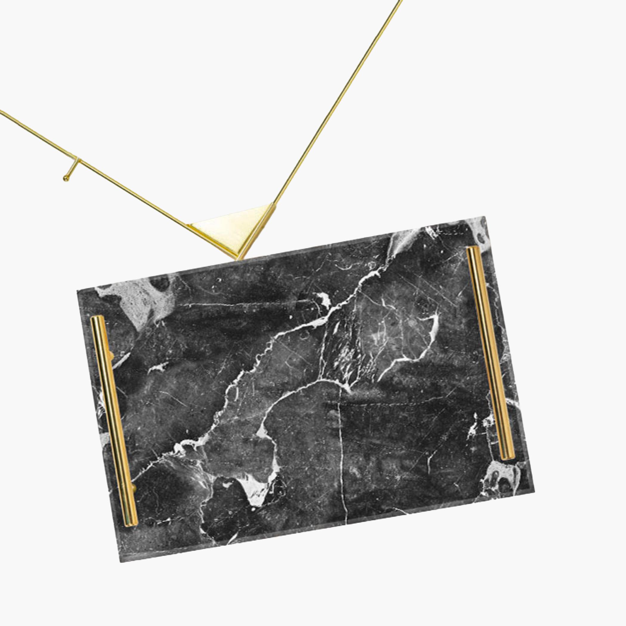 Decorative Acrylic Serving Tray with Gold Metal Handles and Marble Design 24×34 cm-household-dining-serveware-servingtrays-image-3