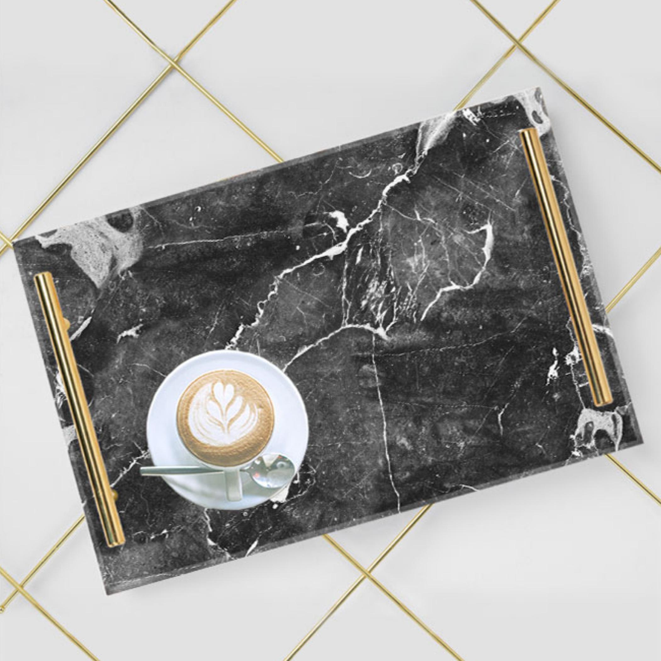 Decorative Acrylic Serving Tray with Gold Metal Handles and Marble Design 24×34 cm-household-dining-serveware-servingtrays-image-4