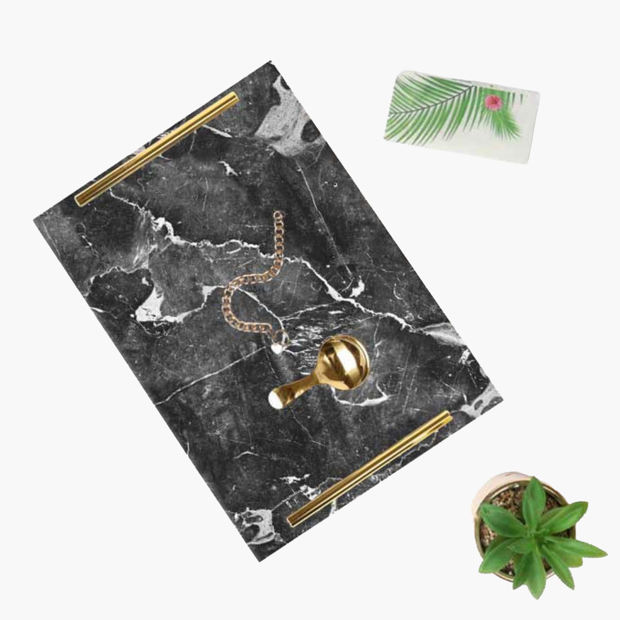 Decorative Acrylic Serving Tray with Gold Metal Handles and Marble Design 20×30 cm-household-dining-serveware-servingtrays-image-5