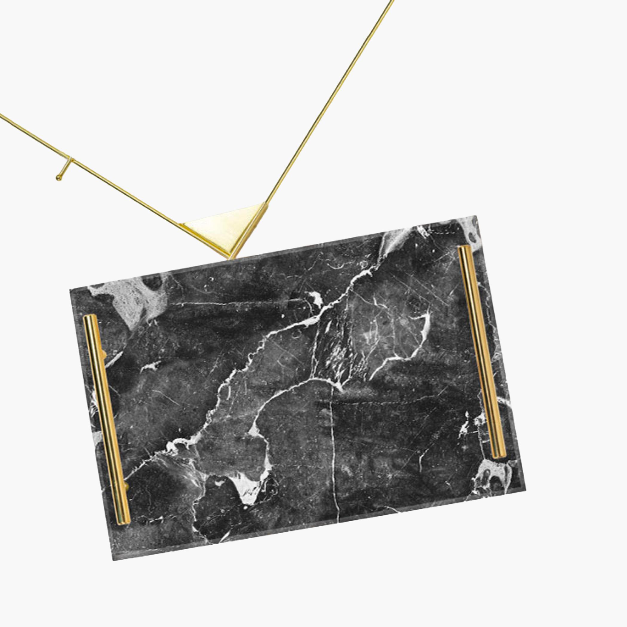 Decorative Acrylic Serving Tray with Gold Metal Handles and Marble Design 20×30 cm-household-dining-serveware-servingtrays-image-6