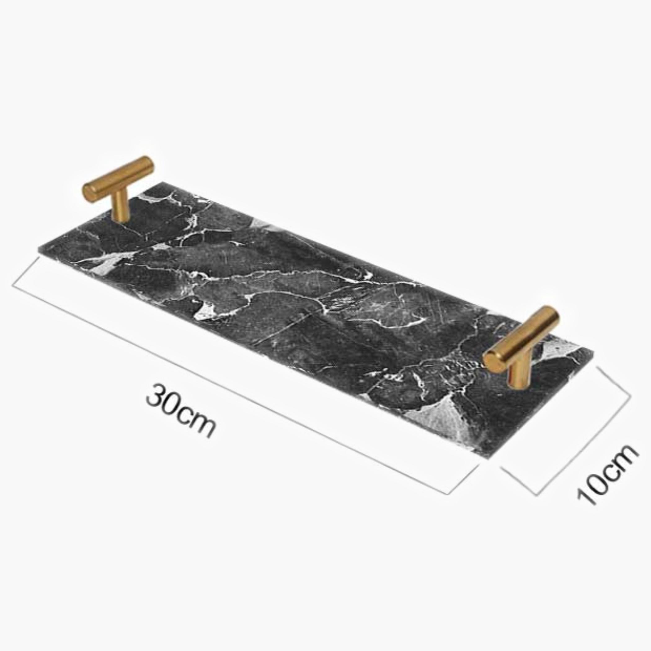Decorative Acrylic Serving Tray with Gold Metal Handles and Marble Design 10×30 cm-household-dining-serveware-servingtrays-image-4