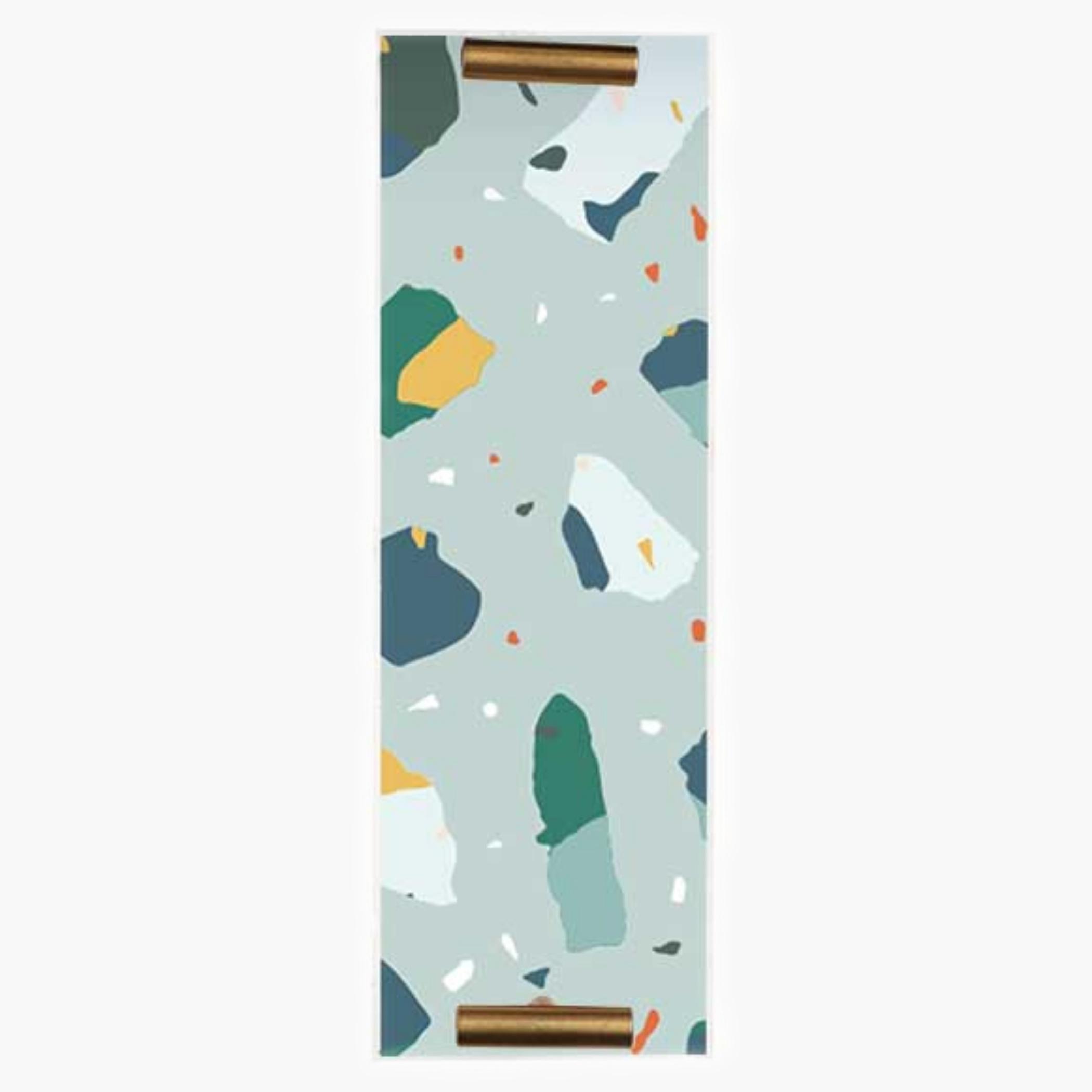 Decorative Acrylic Serving Tray with Gold Metal Handles and Marble Design 10×30 cm-household-dining-serveware-servingtrays-image-2
