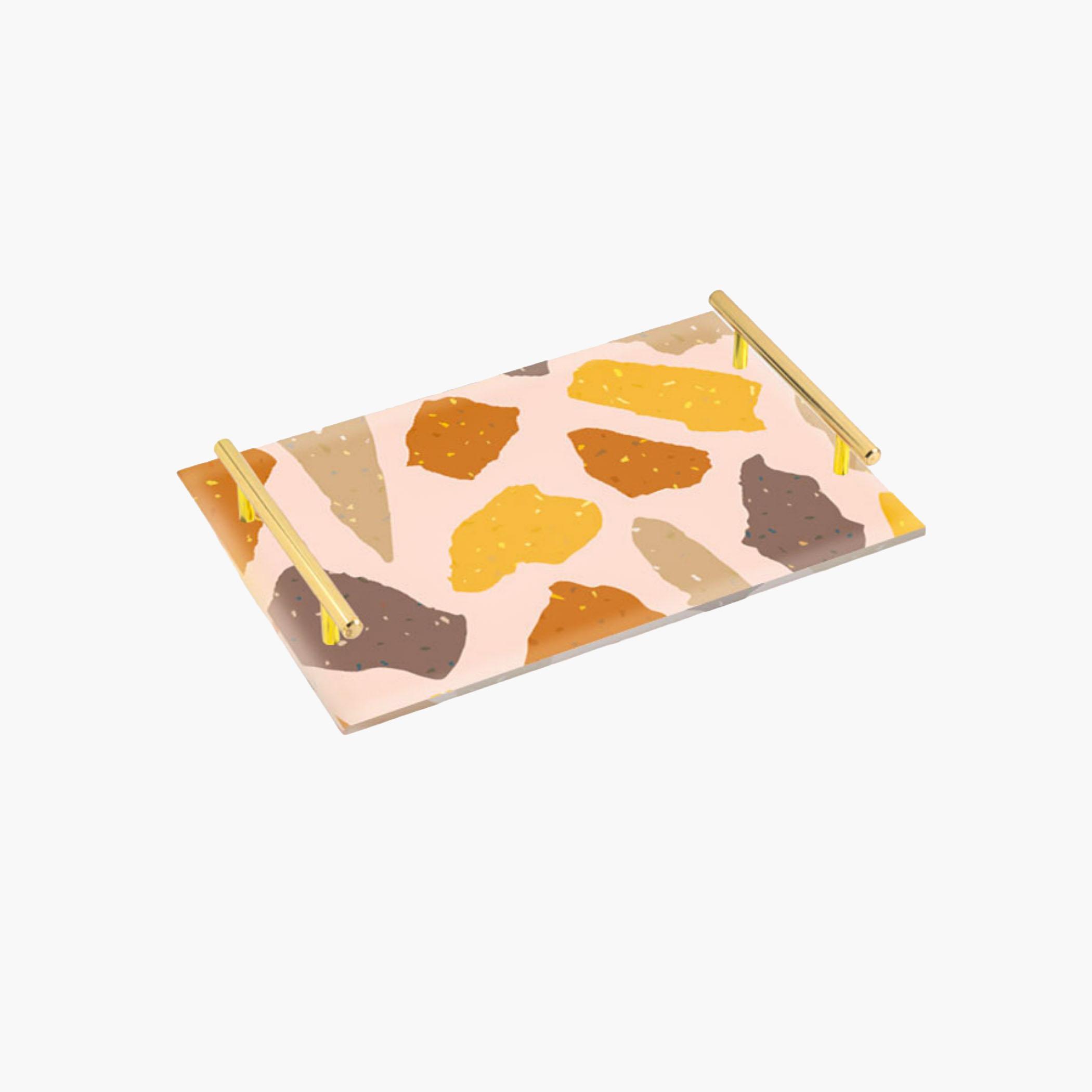 Decorative Acrylic Serving Tray with Gold Metal Handles and Marble Design 24×34 cm-household-dining-serveware-servingtrays-image-6
