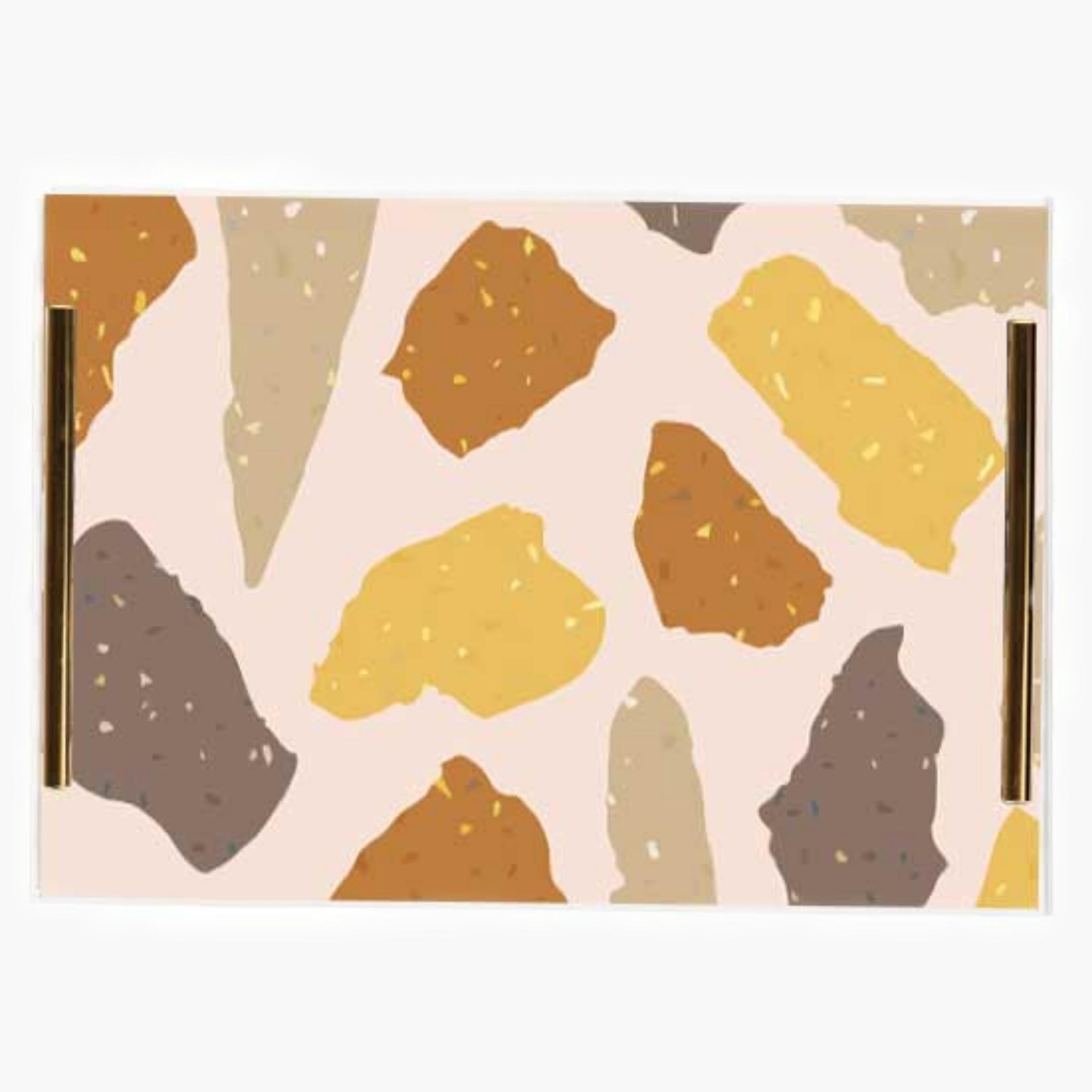 Decorative Acrylic Serving Tray with Gold Metal Handles and Marble Design 20×30 cm-household-dining-serveware-servingtrays-image-3
