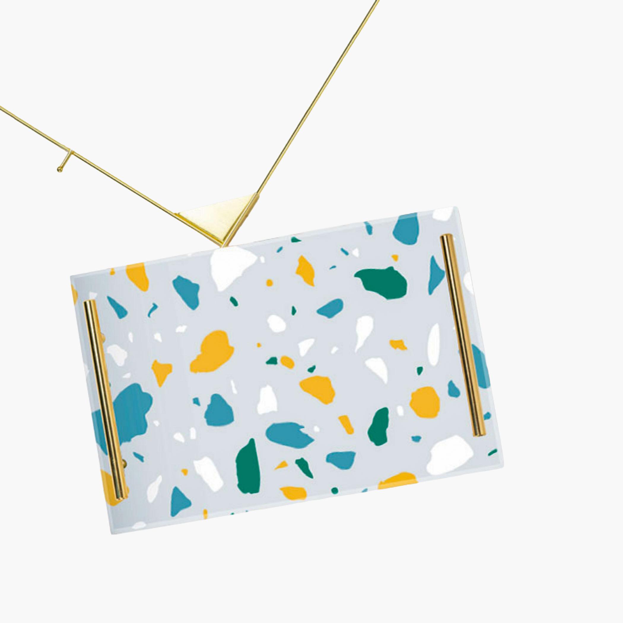Decorative Acrylic Serving Tray with Gold Metal Handles and Marble Design 24×34 cm-household-dining-serveware-servingtrays-image-3