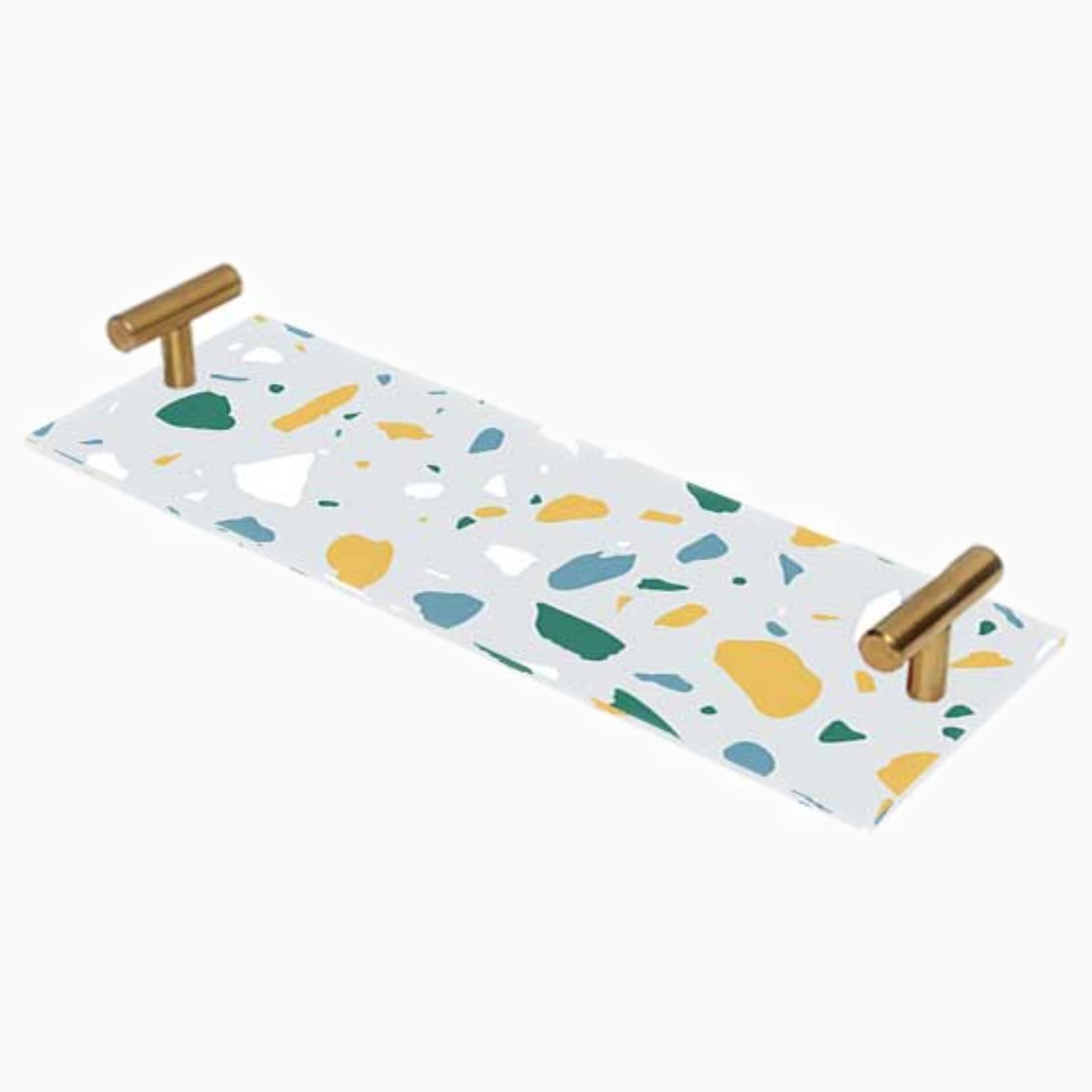 Decorative Acrylic Serving Tray with Gold Metal Handles and Marble Design 10×30 cm-household-dining-serveware-servingtrays-image-4