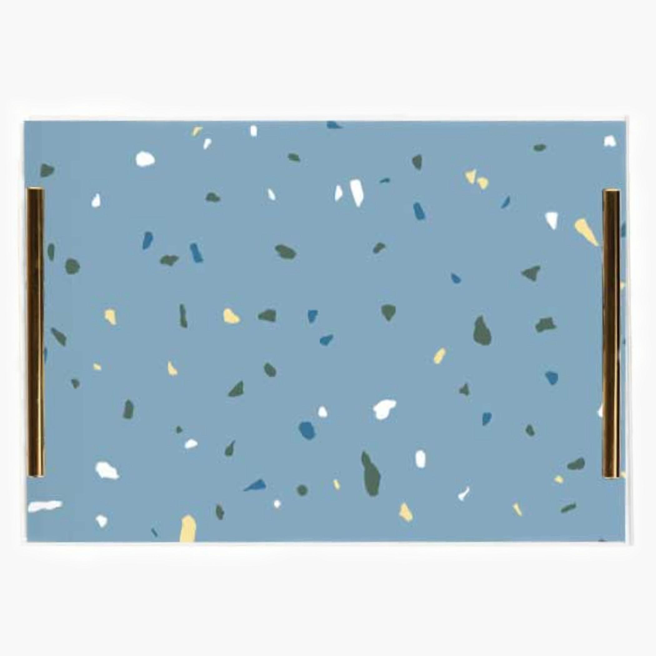 Decorative Acrylic Serving Tray with Gold Metal Handles and Marble Design 24×34 cm-household-dining-serveware-servingtrays-image-2