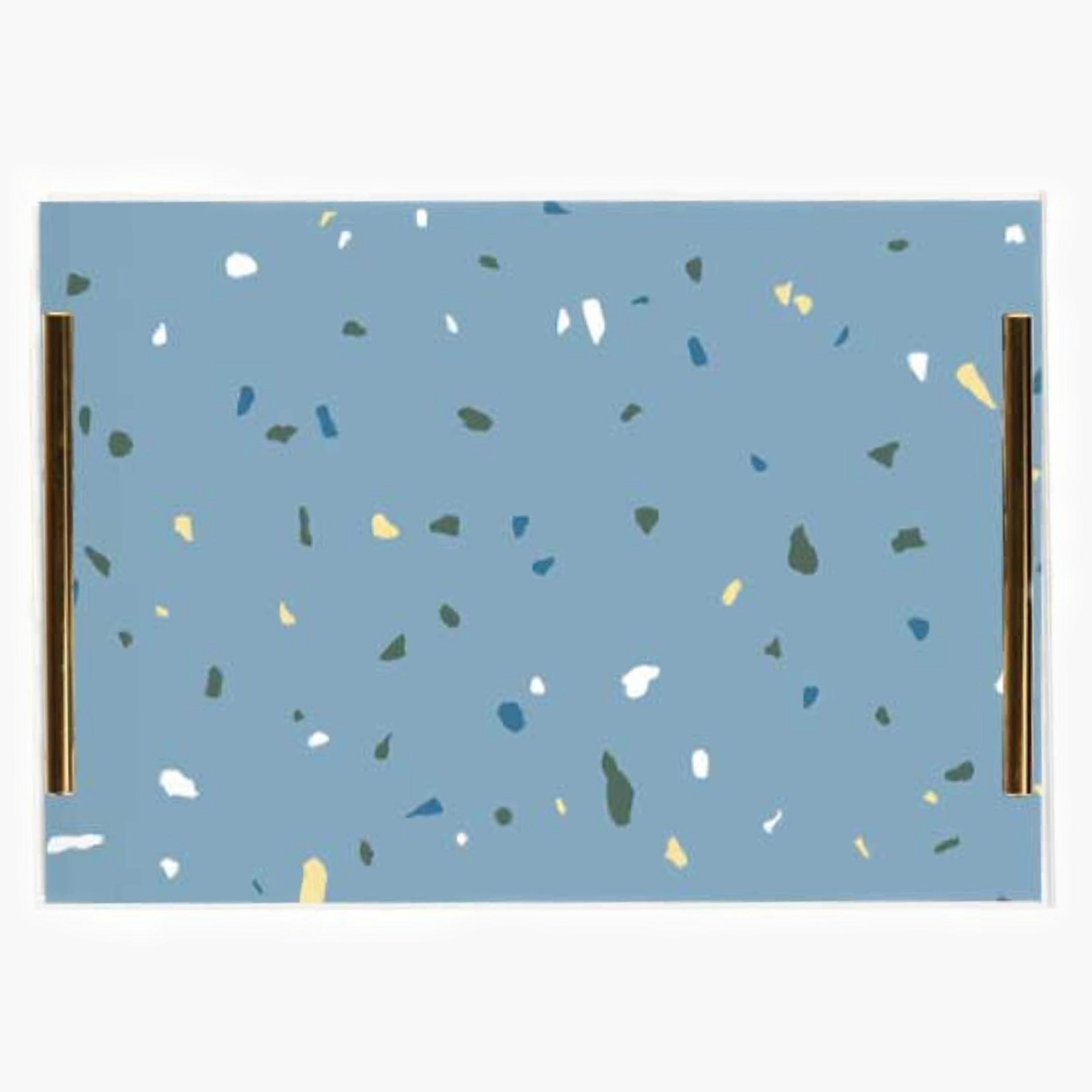 Decorative Acrylic Serving Tray with Gold Metal Handles and Marble Design 20×30 cm-household-dining-serveware-servingtrays-image-1