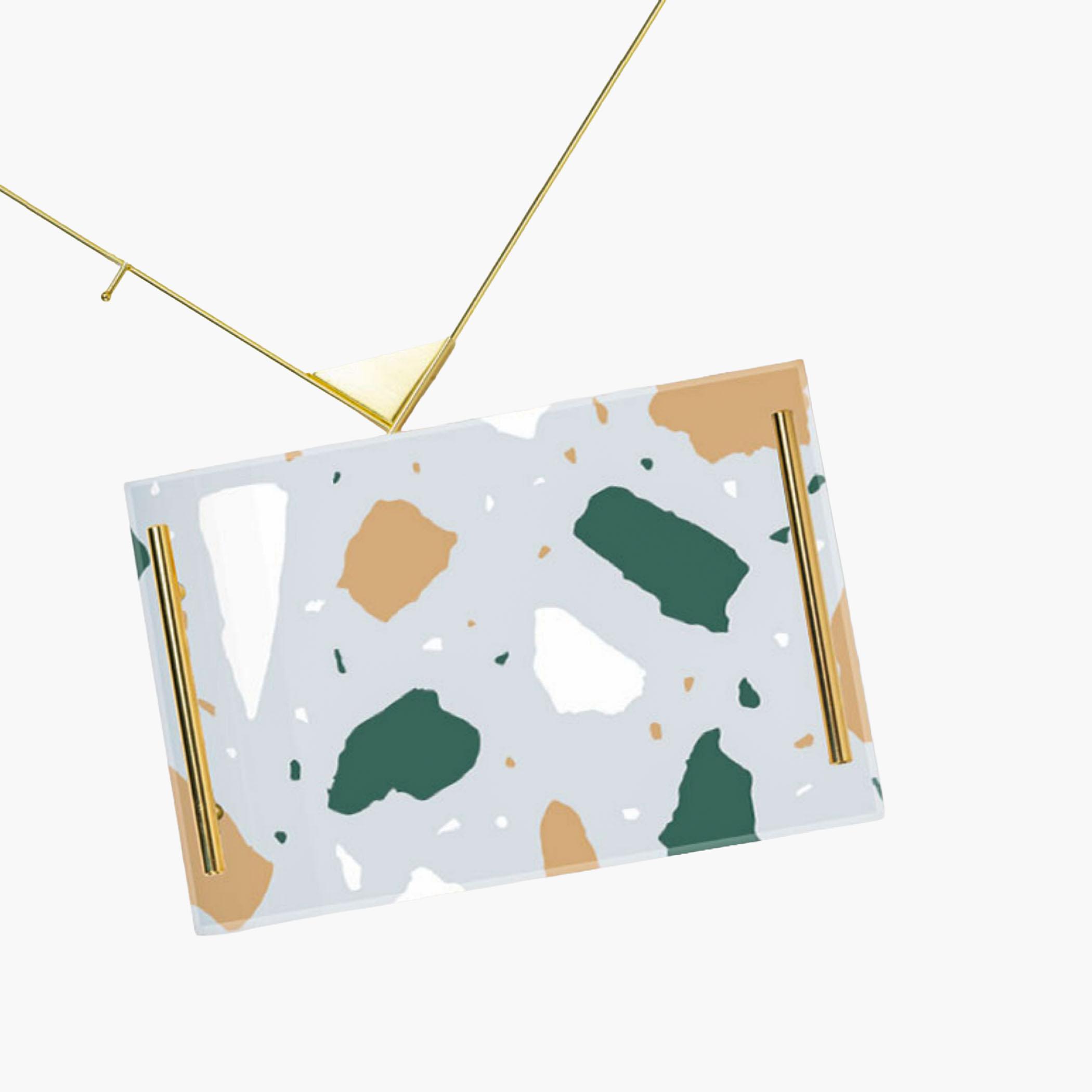 Decorative Acrylic Serving Tray with Gold Metal Handles and Marble Design 24×34 cm-household-dining-serveware-servingtrays-image-6