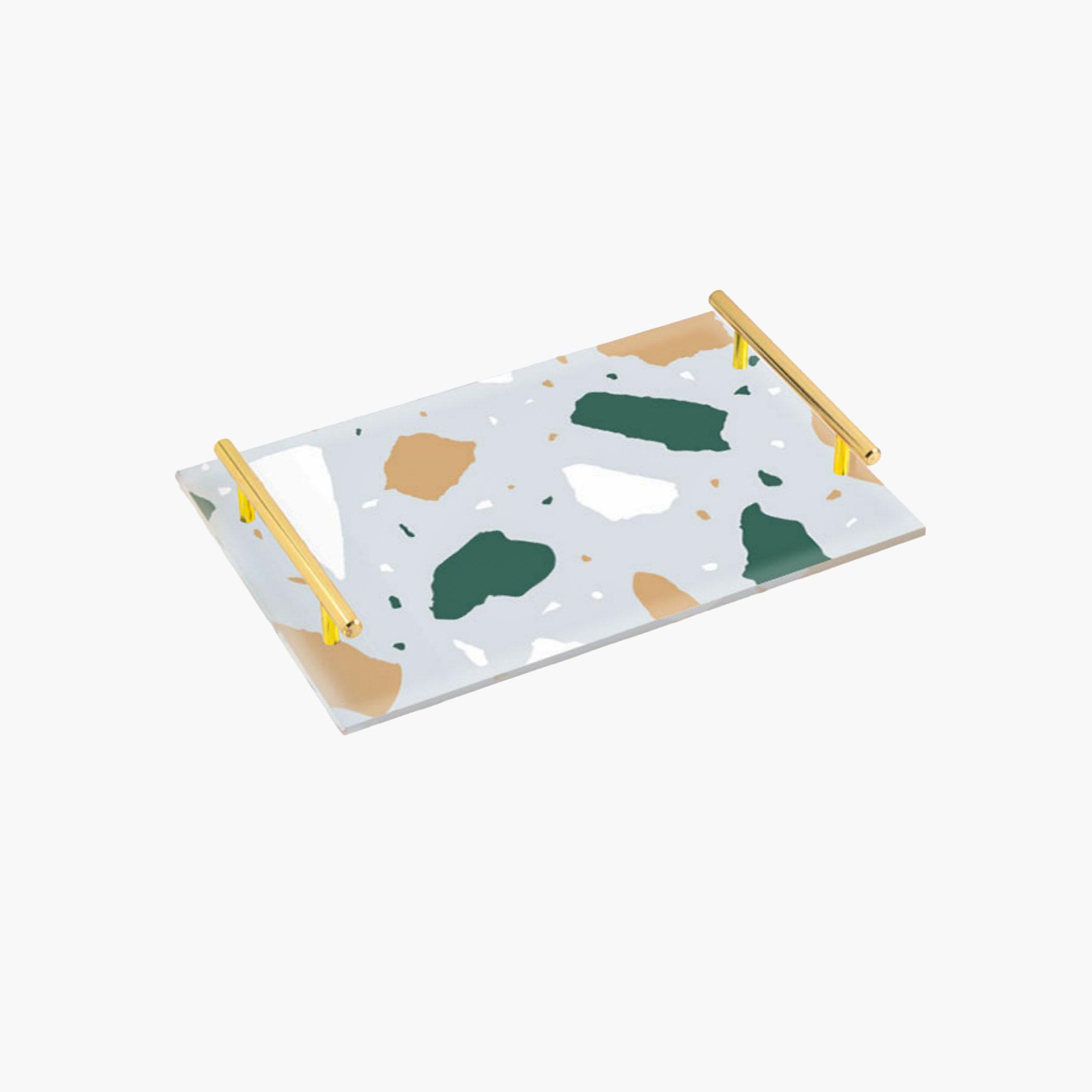 Decorative Acrylic Serving Tray with Gold Metal Handles and Marble Design 20×30 cm-household-dining-serveware-servingtrays-image-3