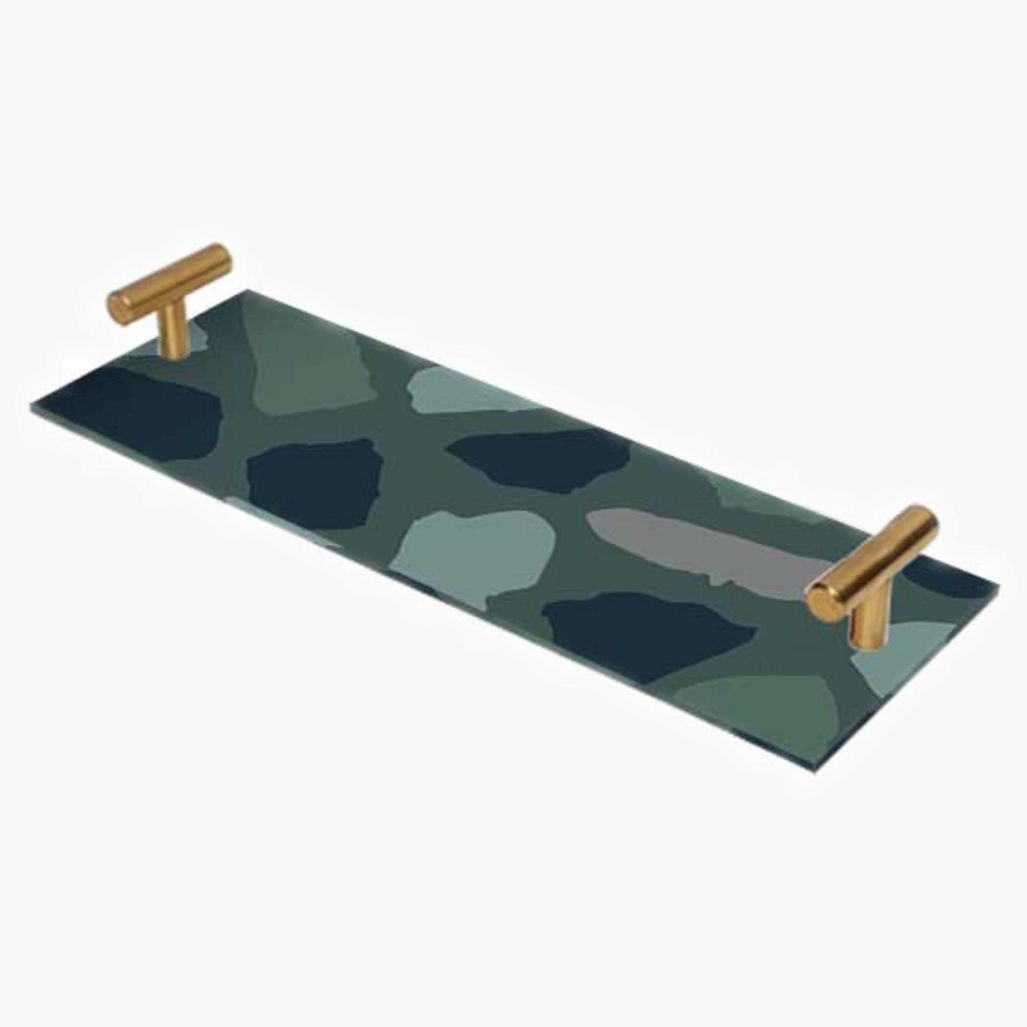 Decorative Acrylic Serving Tray with Gold Metal Handles and Marble Design 10×30 cm-household-dining-serveware-servingtrays-image-2