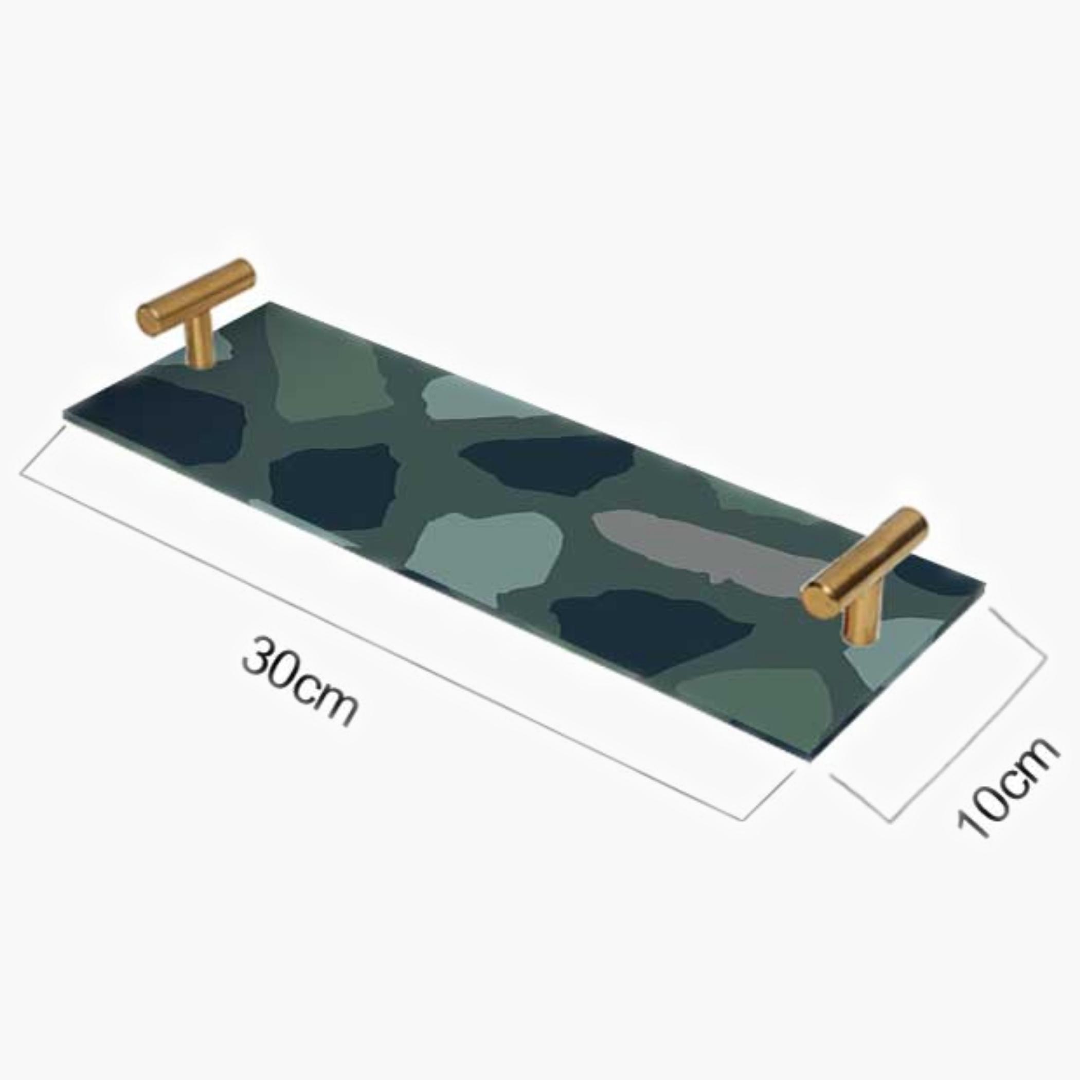 Decorative Acrylic Serving Tray with Gold Metal Handles and Marble Design 10×30 cm-household-dining-serveware-servingtrays-image-4
