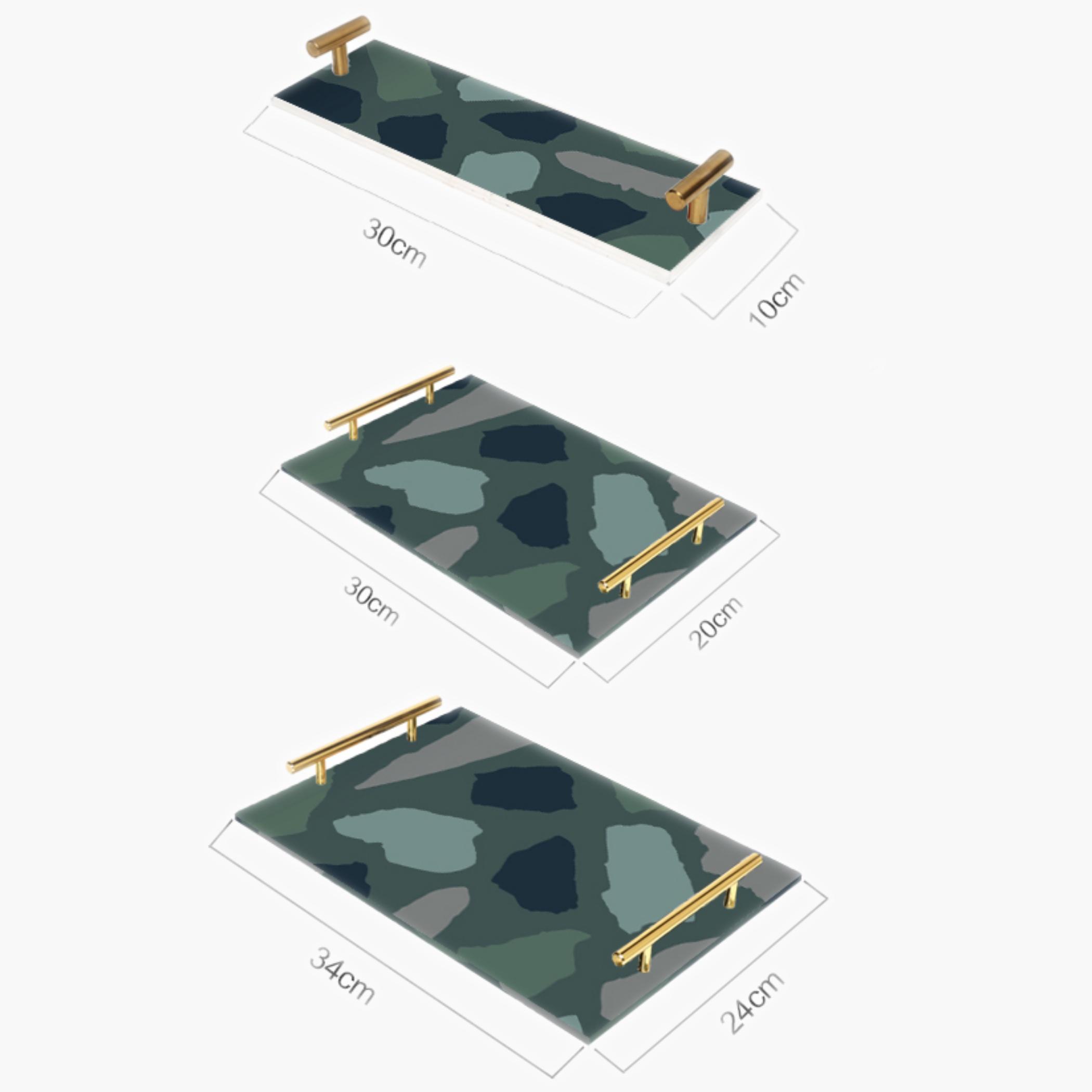 Decorative Acrylic Serving Tray with Gold Metal Handles and Marble Design 10×30 cm-household-dining-serveware-servingtrays-image-5