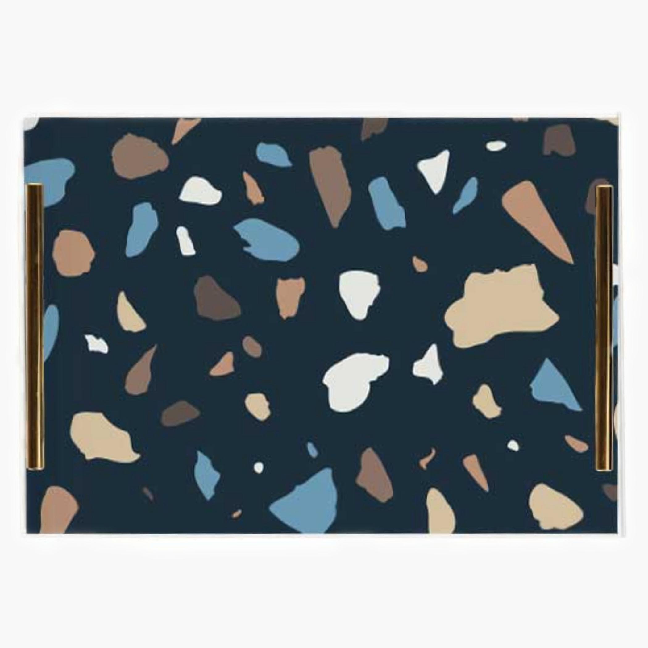 Decorative Acrylic Serving Tray with Gold Metal Handles and Marble Design 24×34 cm-household-dining-serveware-servingtrays-image-2