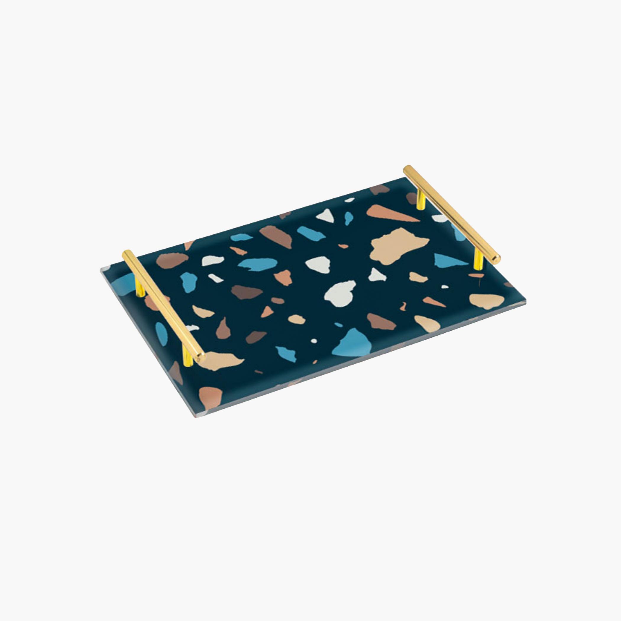 Decorative Acrylic Serving Tray with Gold Metal Handles and Marble Design 20×30 cm-household-dining-serveware-servingtrays-image-6