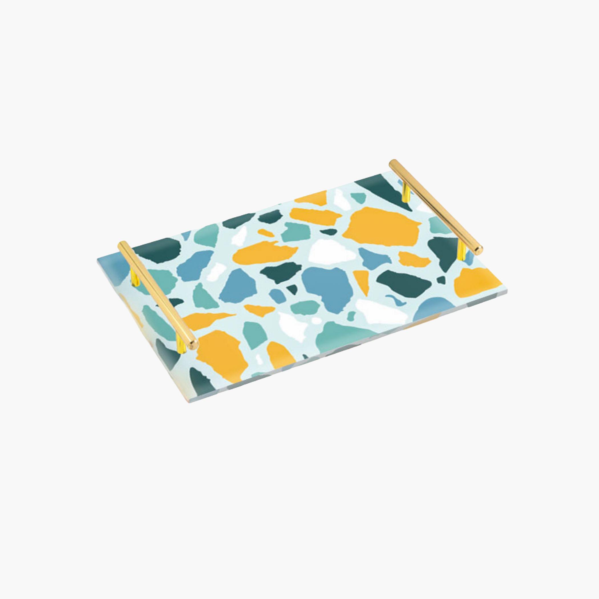 Decorative Acrylic Serving Tray with Gold Metal Handles and Marble Design 24×34 cm-household-dining-serveware-servingtrays-image-3