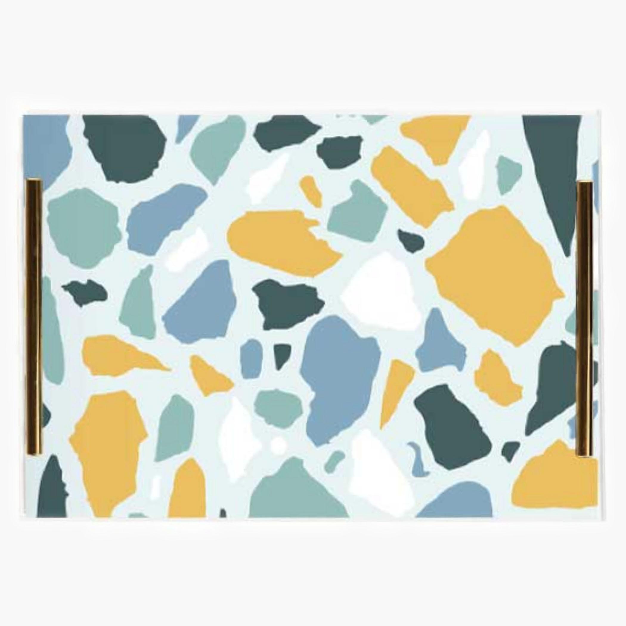 Decorative Acrylic Serving Tray with Gold Metal Handles and Marble Design 20×30 cm-household-dining-serveware-servingtrays-image-3