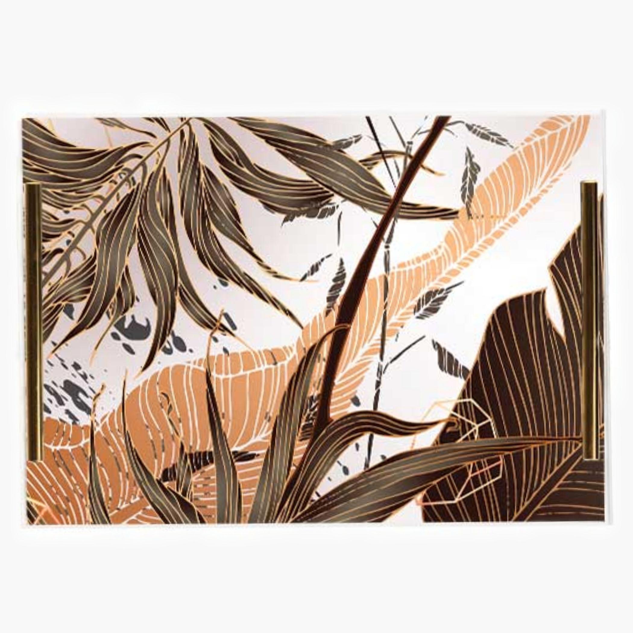 Decorative Acrylic Serving Tray with Gold Metal Handles and Marble Design 24×34 cm-household-dining-serveware-servingtrays-image-1