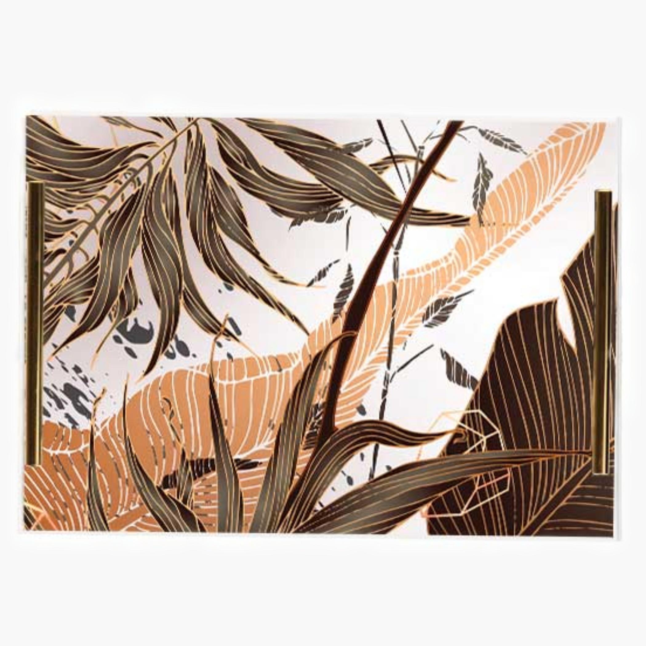 Decorative Acrylic Serving Tray with Gold Metal Handles and Marble Design 20×30 cm-household-dining-serveware-servingtrays-image-2