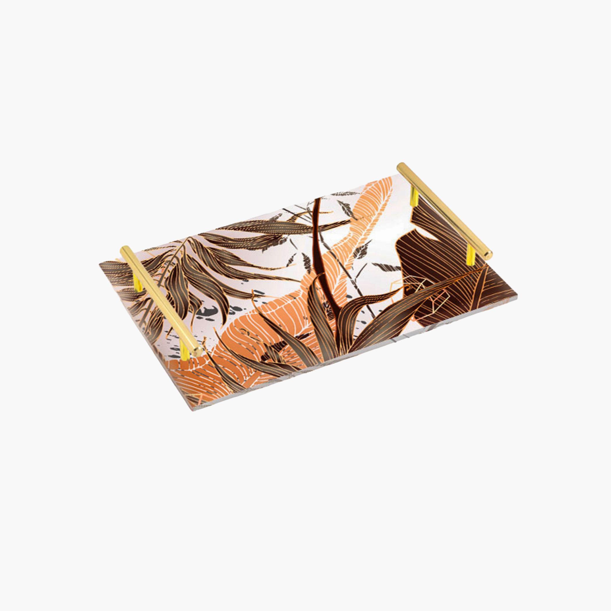 Decorative Acrylic Serving Tray with Gold Metal Handles and Marble Design 20×30 cm-household-dining-serveware-servingtrays-image-4