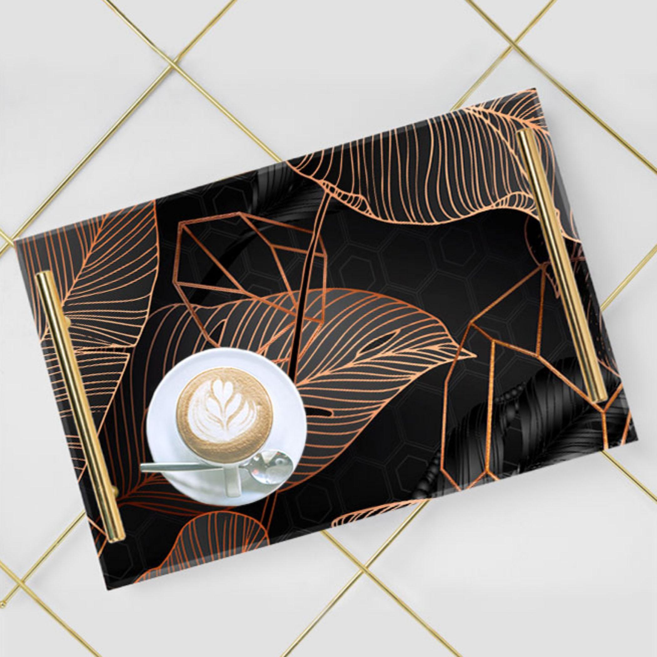 Decorative Acrylic Serving Tray with Gold Metal Handles and Marble Design 24×34 cm-household-dining-serveware-servingtrays-image-4