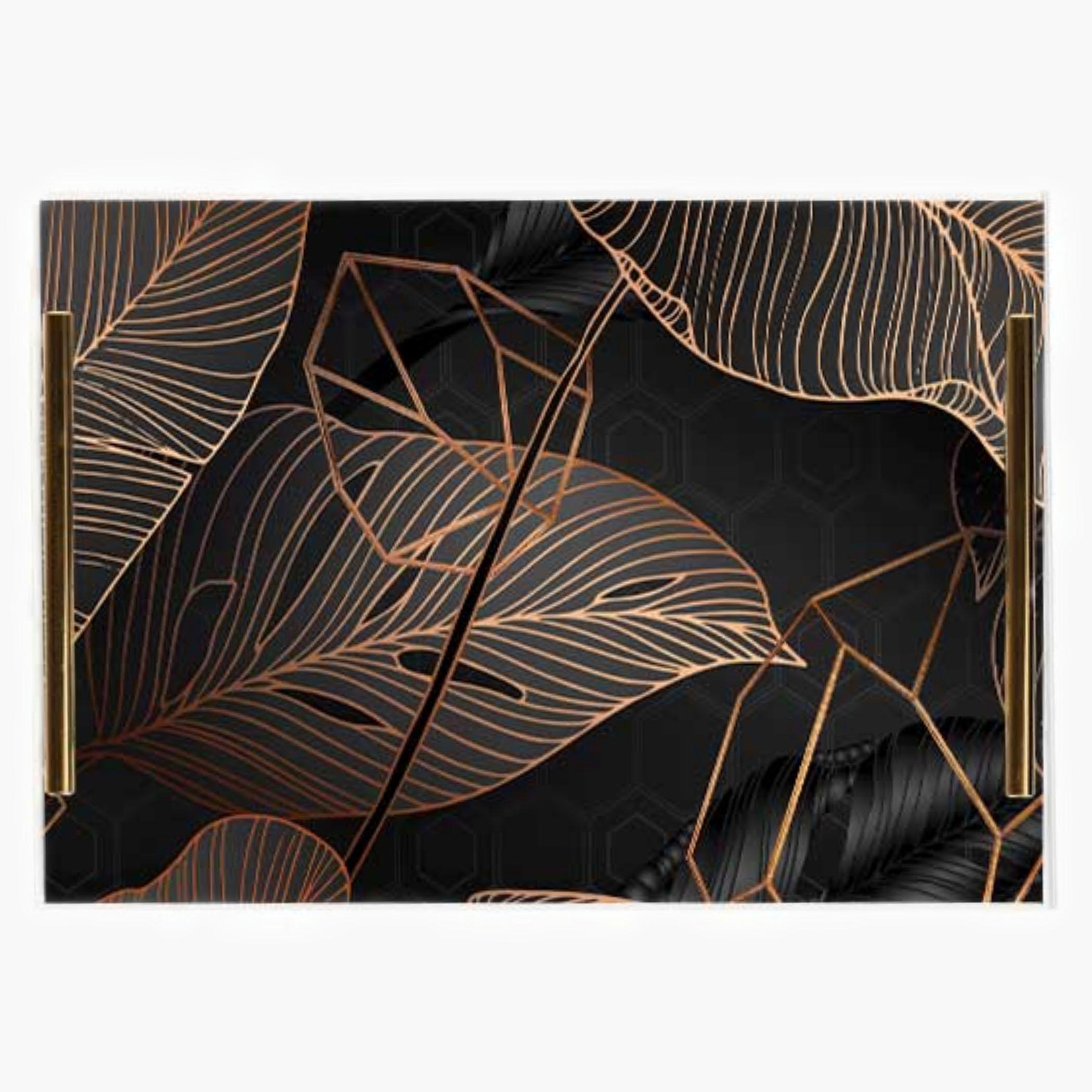 Decorative Acrylic Serving Tray with Gold Metal Handles and Marble Design 24×34 cm-household-dining-serveware-servingtrays-image-5
