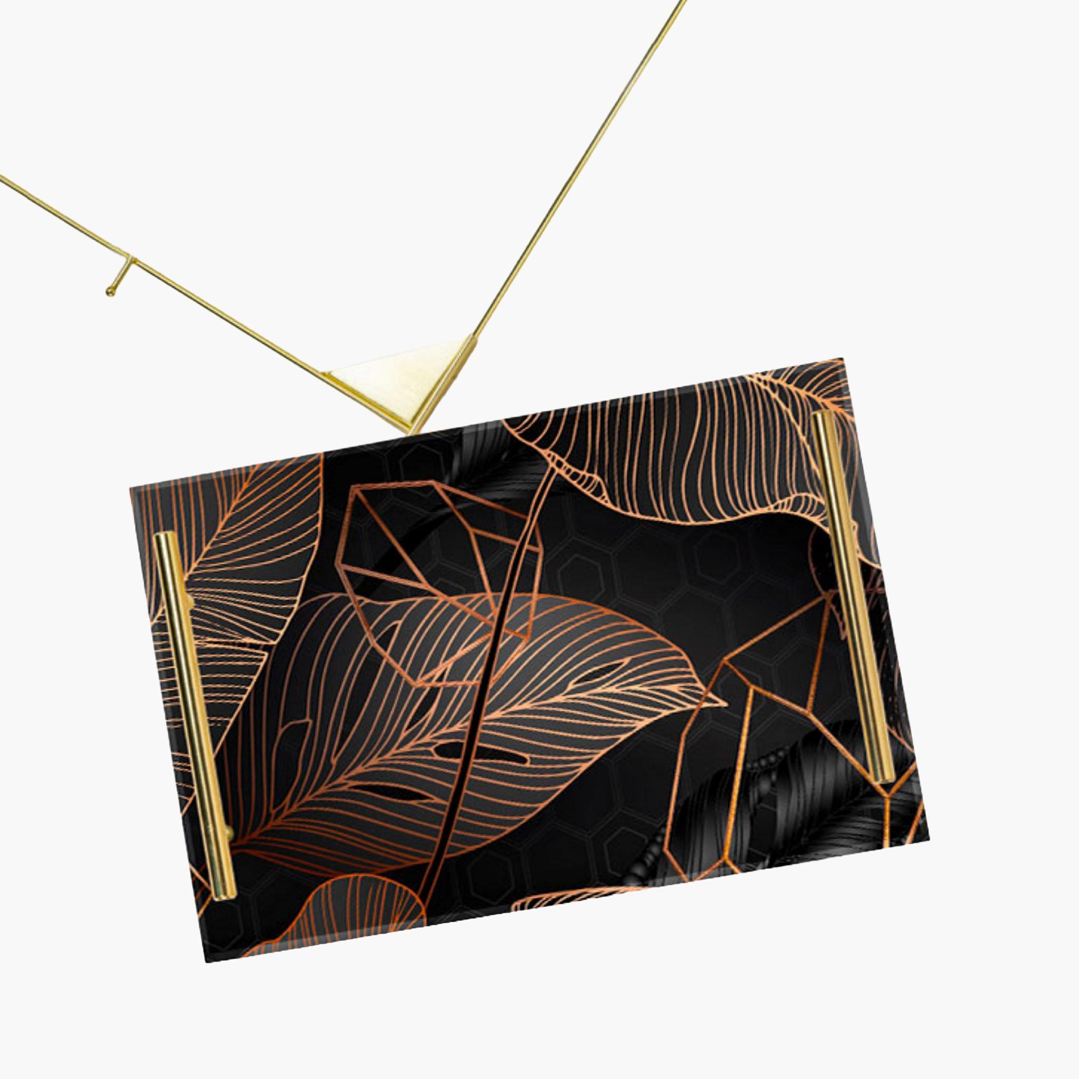 Decorative Acrylic Serving Tray with Gold Metal Handles and Marble Design 20×30 cm-household-dining-serveware-servingtrays-image-3