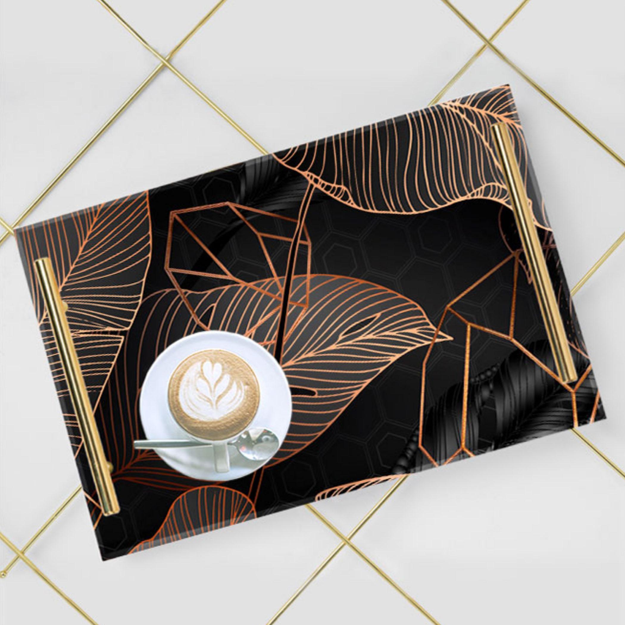 Decorative Acrylic Serving Tray with Gold Metal Handles and Marble Design 20×30 cm-household-dining-serveware-servingtrays-image-4