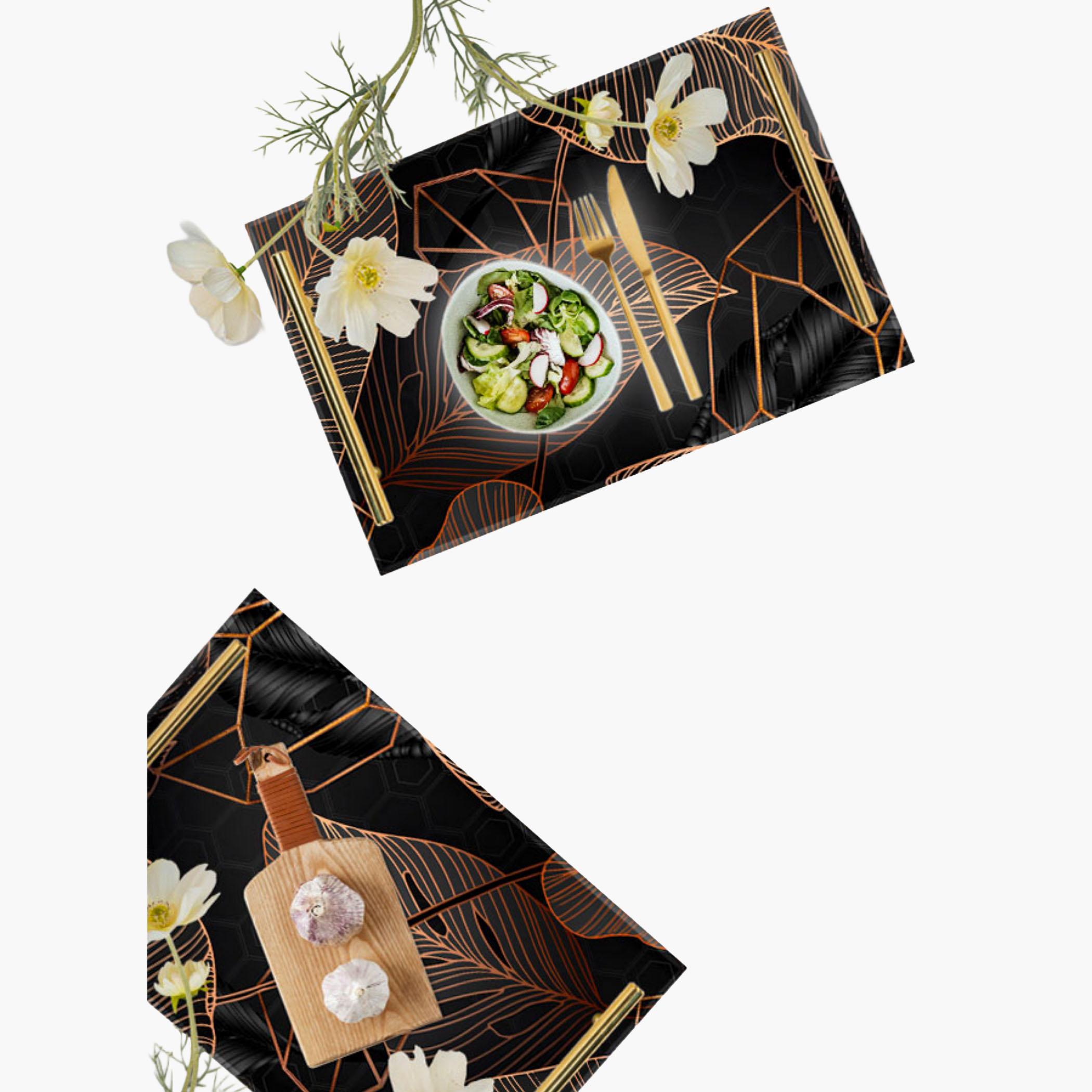 Decorative Acrylic Serving Tray with Gold Metal Handles and Marble Design 20×30 cm-household-dining-serveware-servingtrays-image-5
