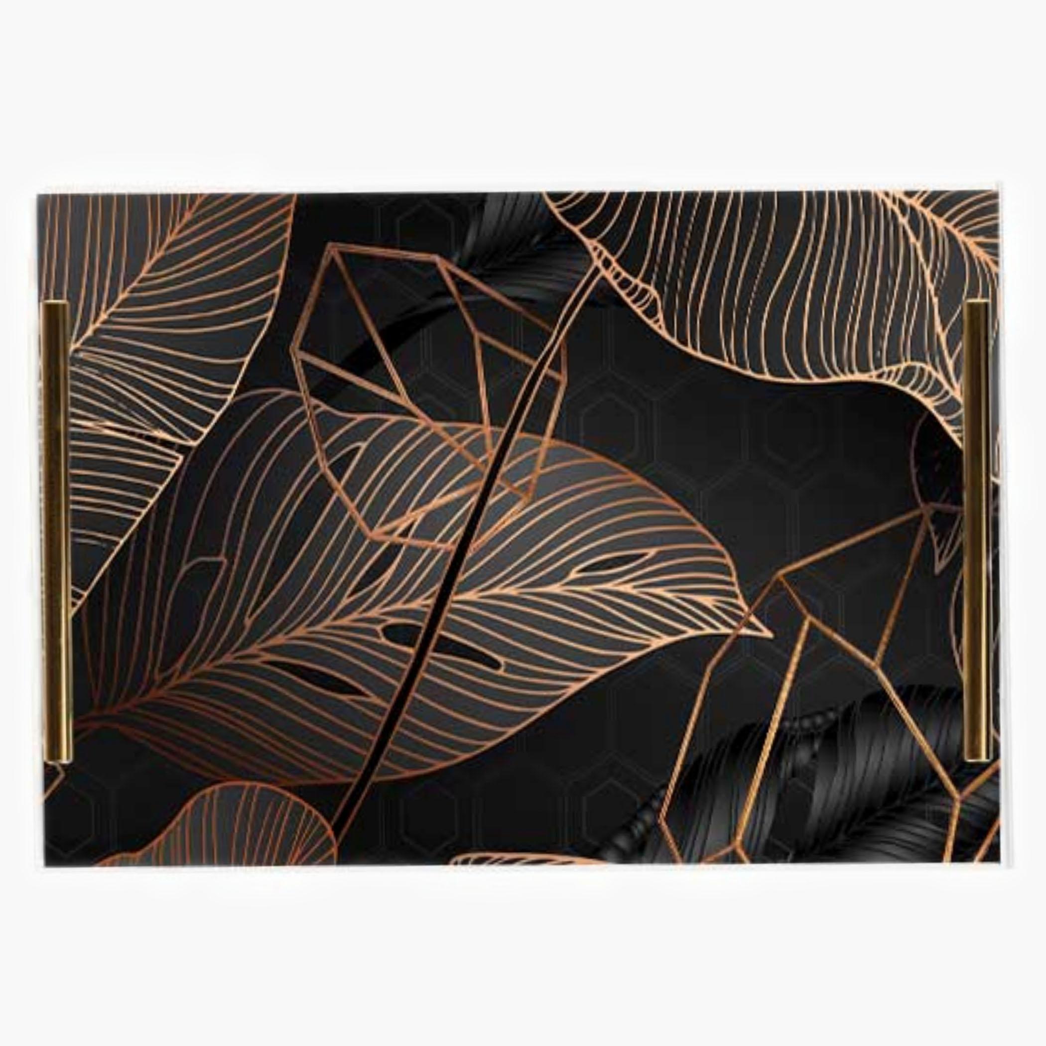 Decorative Acrylic Serving Tray with Gold Metal Handles and Marble Design 20×30 cm-household-dining-serveware-servingtrays-image-6