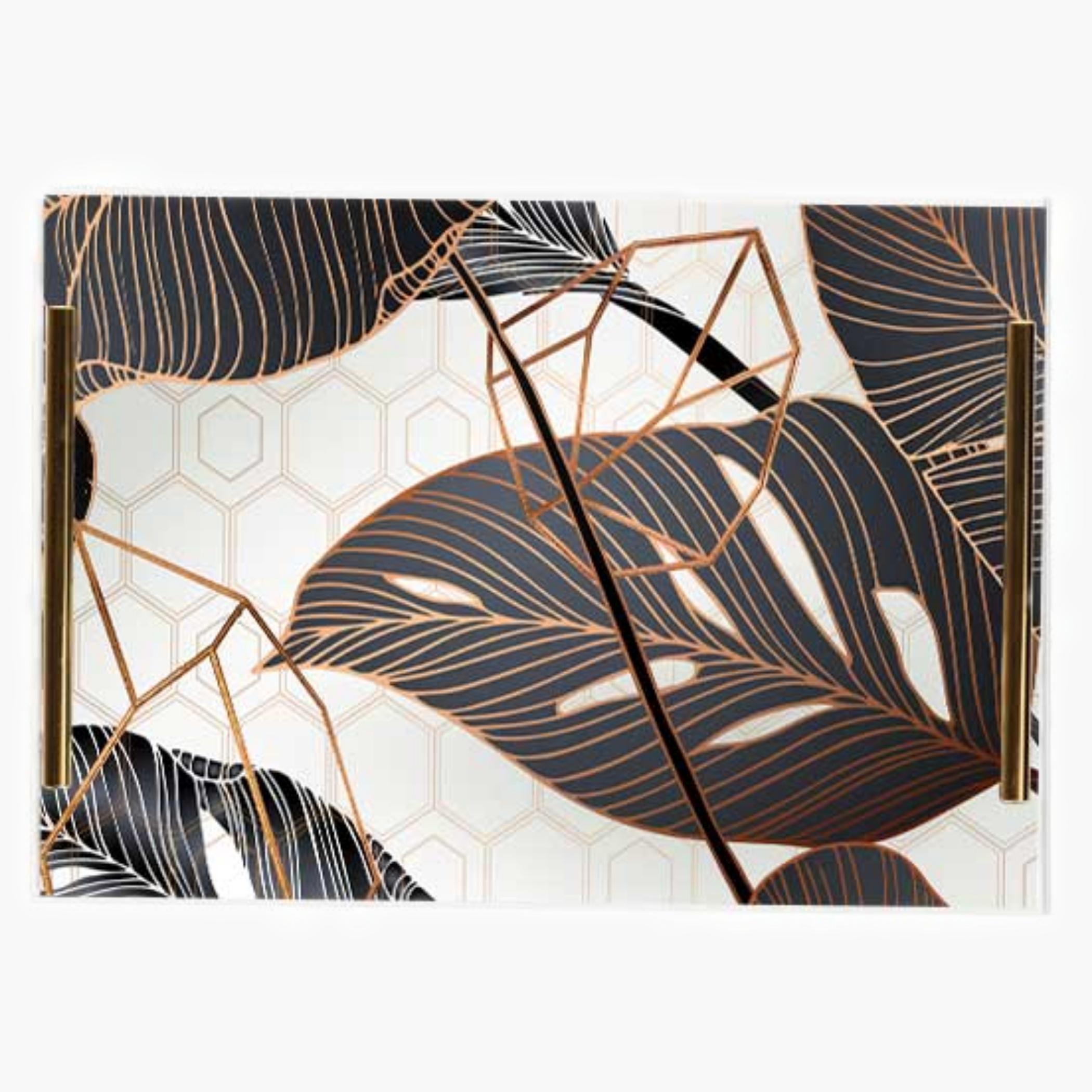 Decorative Acrylic Serving Tray with Gold Metal Handles and Marble Design 20×30 cm-household-dining-serveware-servingtrays-image-3