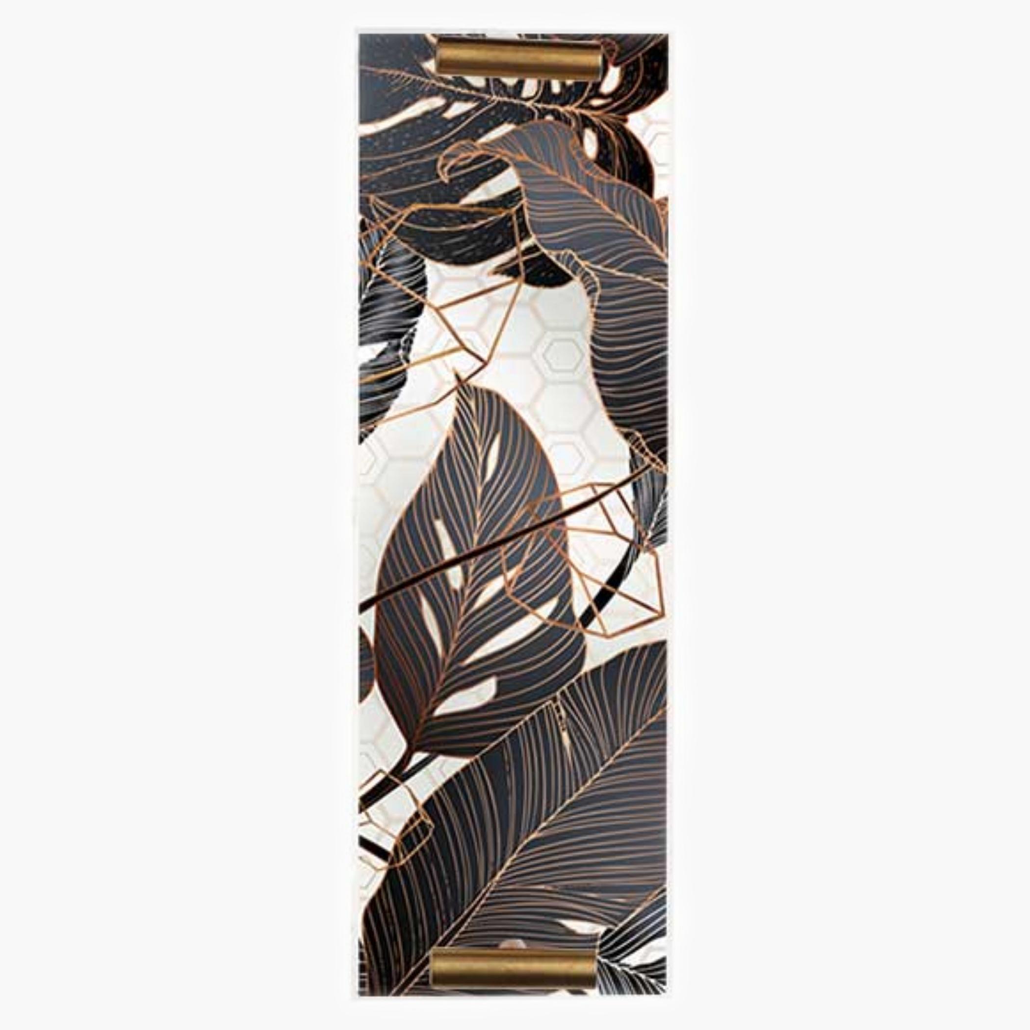 Decorative Acrylic Serving Tray with Gold Metal Handles and Marble Design 10×30 cm-household-dining-serveware-servingtrays-image-1