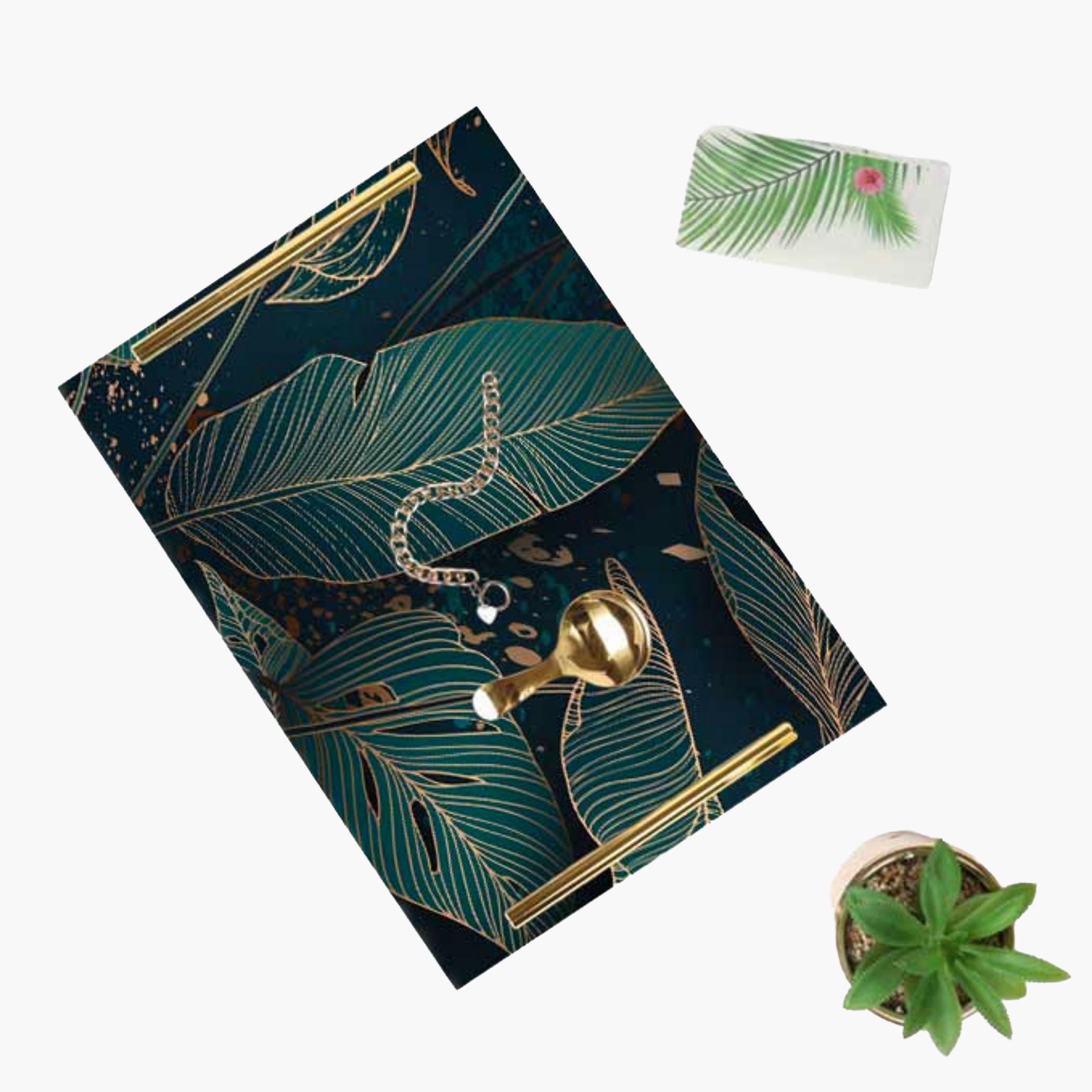 Decorative Acrylic Serving Tray with Gold Metal Handles and Marble Design 24×34 cm-household-dining-serveware-servingtrays-image-6